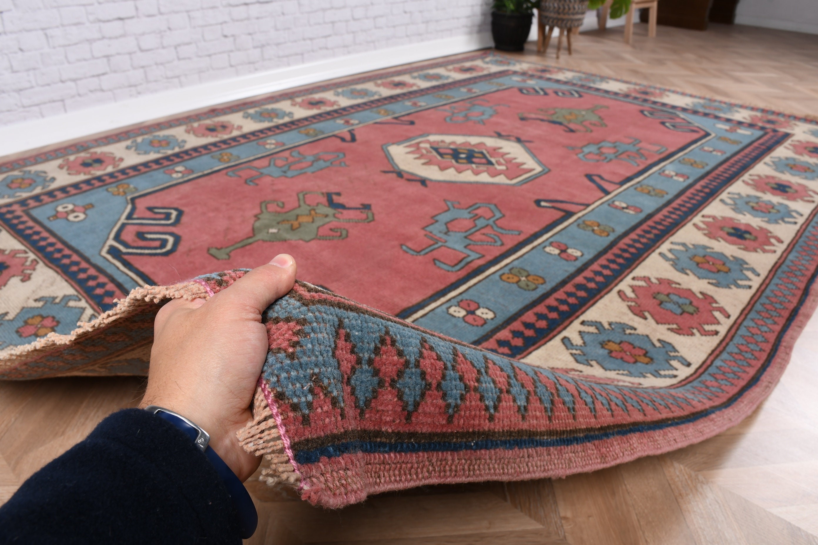 Red Anatolian Rugs, Moroccan Rugs, Turkish Rug, 6x8.4 ft Large Rug, Large Oushak Rug, Vintage Rugs, Large Boho Rug