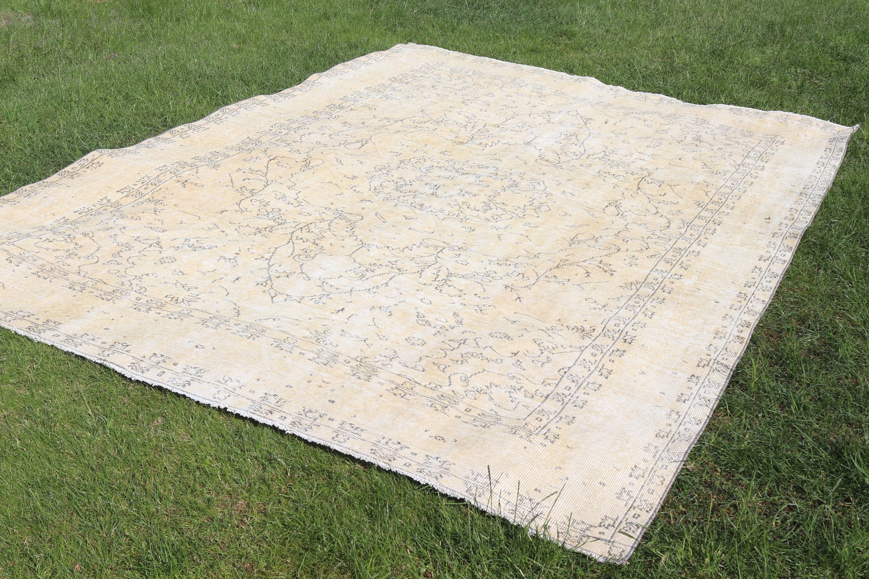 Oversize Turkish Rug, Salon Rug, Oushak Rug, Luxury Rugs, Beige  7.3x10.9 ft Oversize Rugs, Turkish Rugs, Vintage Rugs