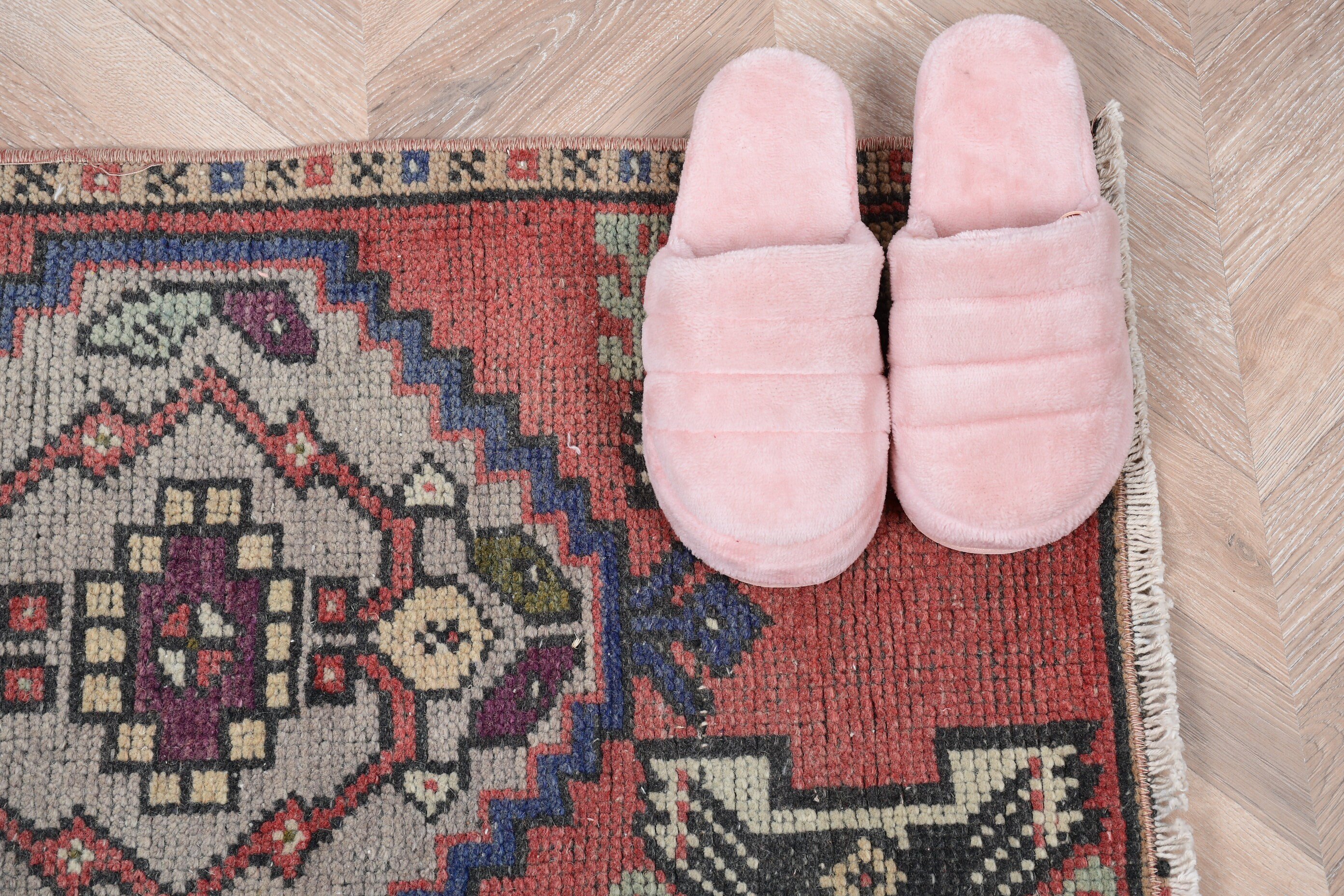 Red Floor Rug, Entry Rugs, 1.5x2.8 ft Small Rugs, Vintage Rug, Rugs for Car Mat, Antique Rug, Car Mat Rugs, Turkish Rug, Kitchen Rug