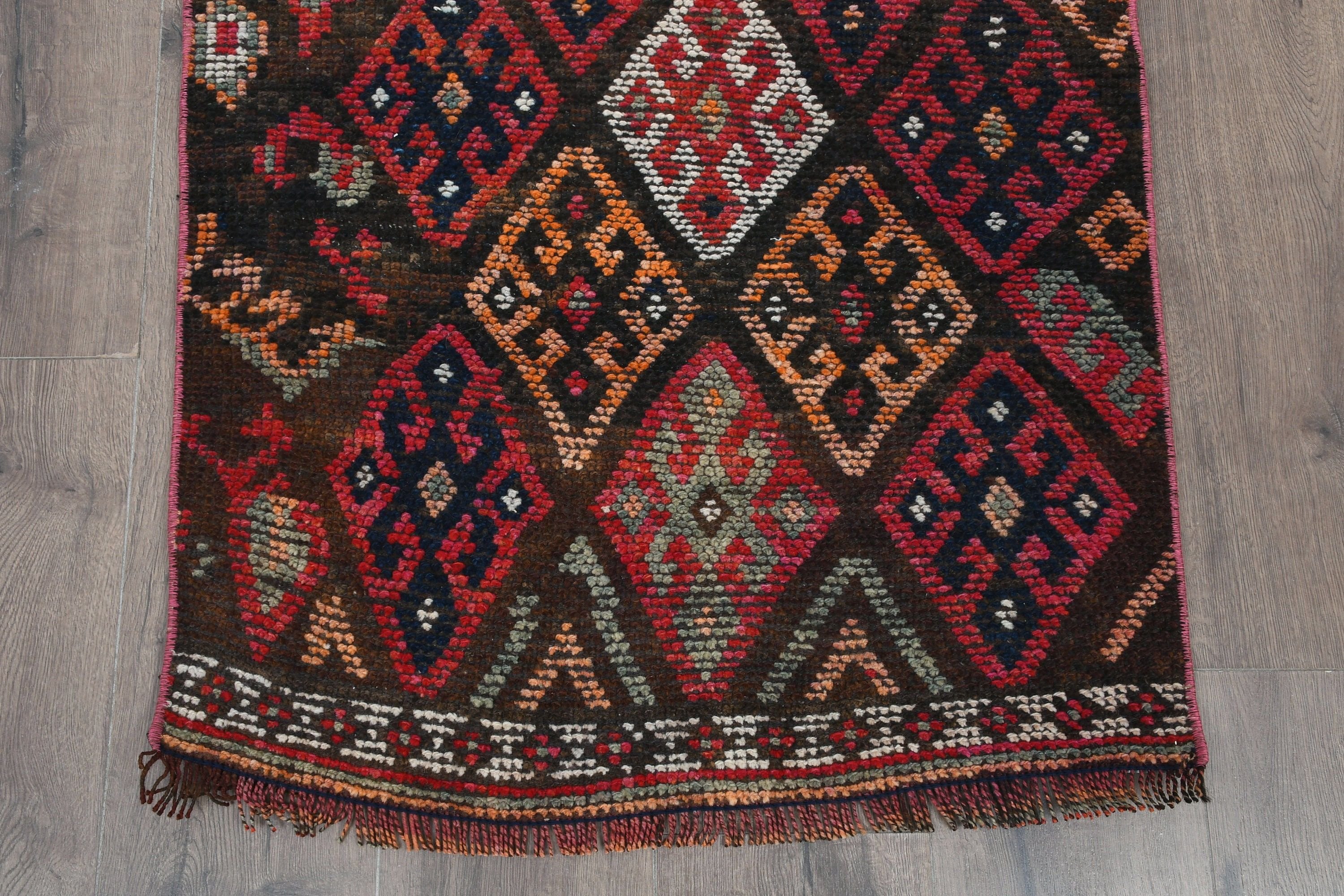 Hallway Rugs, Rugs for Stair, Anatolian Rug, Vintage Rugs, 2.4x10 ft Runner Rug, Corridor Rug, Red Wool Rugs, Turkish Rugs, Kitchen Rug