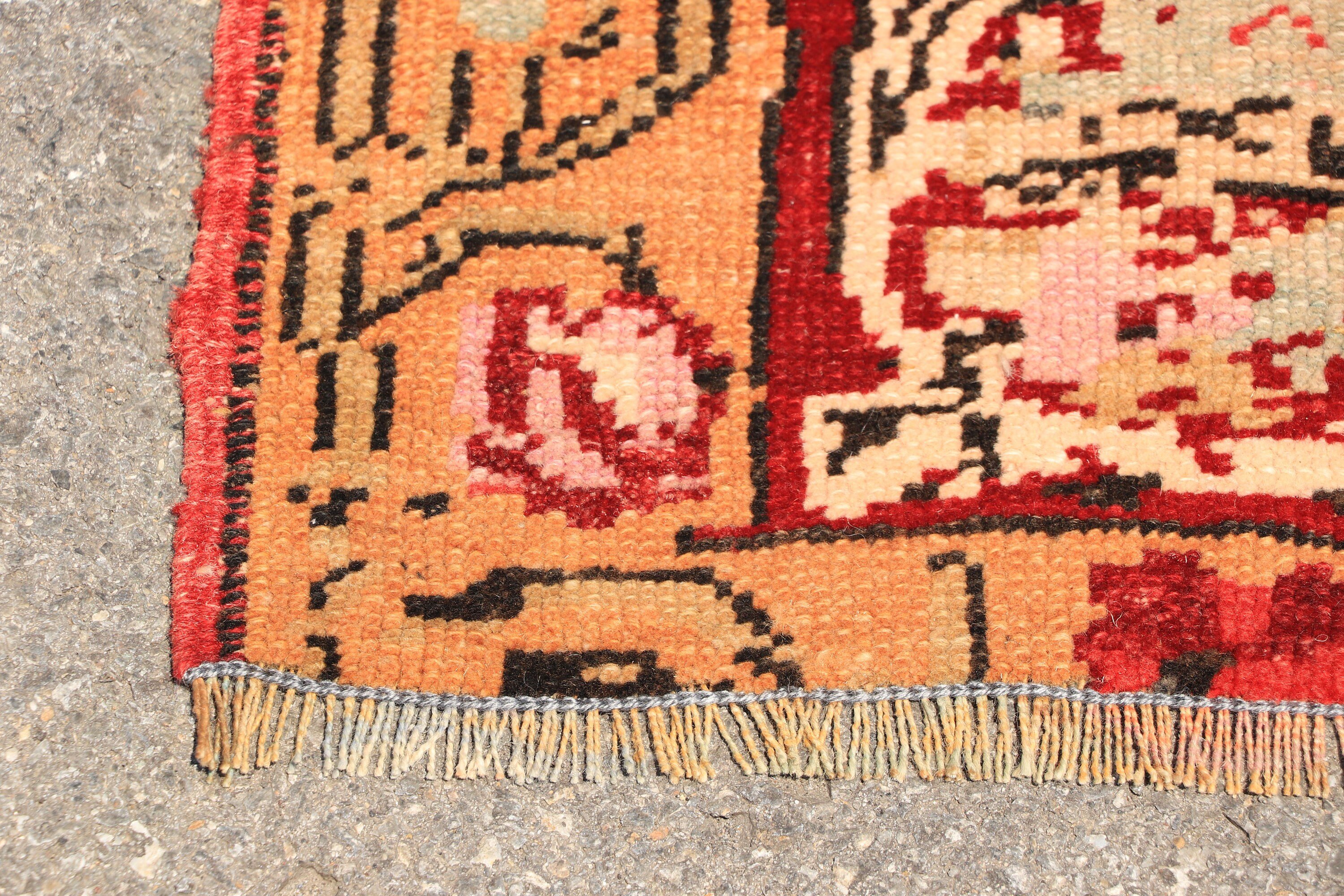 Bedroom Rug, Turkish Rugs, 3.7x4.6 ft Accent Rug, Kitchen Rug, Rugs for Kitchen, Vintage Rug, Nursery Rug, Red Antique Rug