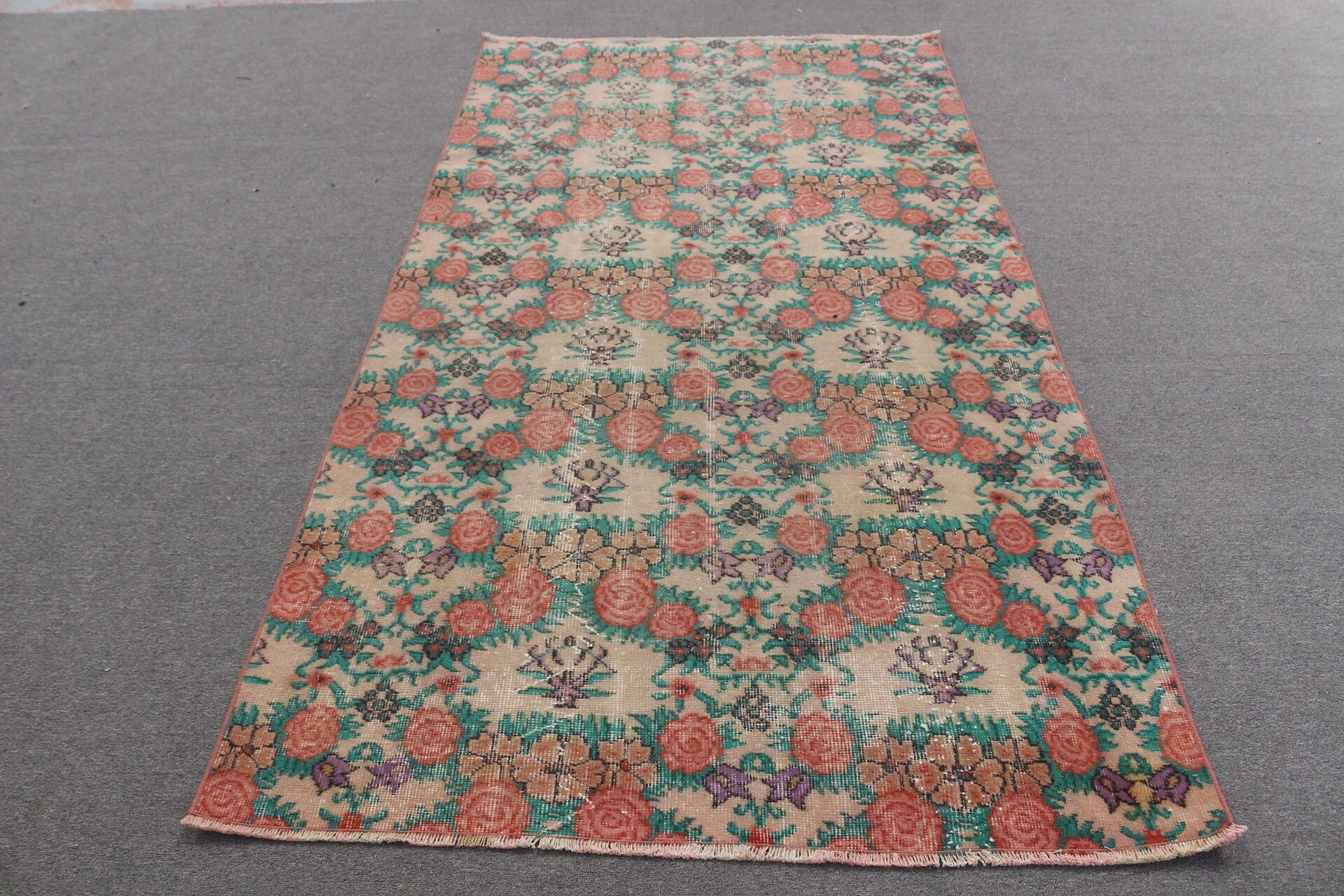 Vintage Halı, Türk Halısı, Oturma Odası Halıları, 4,5x8,4 ft Alan Halısı, Yatak Odası Halısı, Oryantal Halılar, Parlak Halı, Kırmızı Fas Halısı