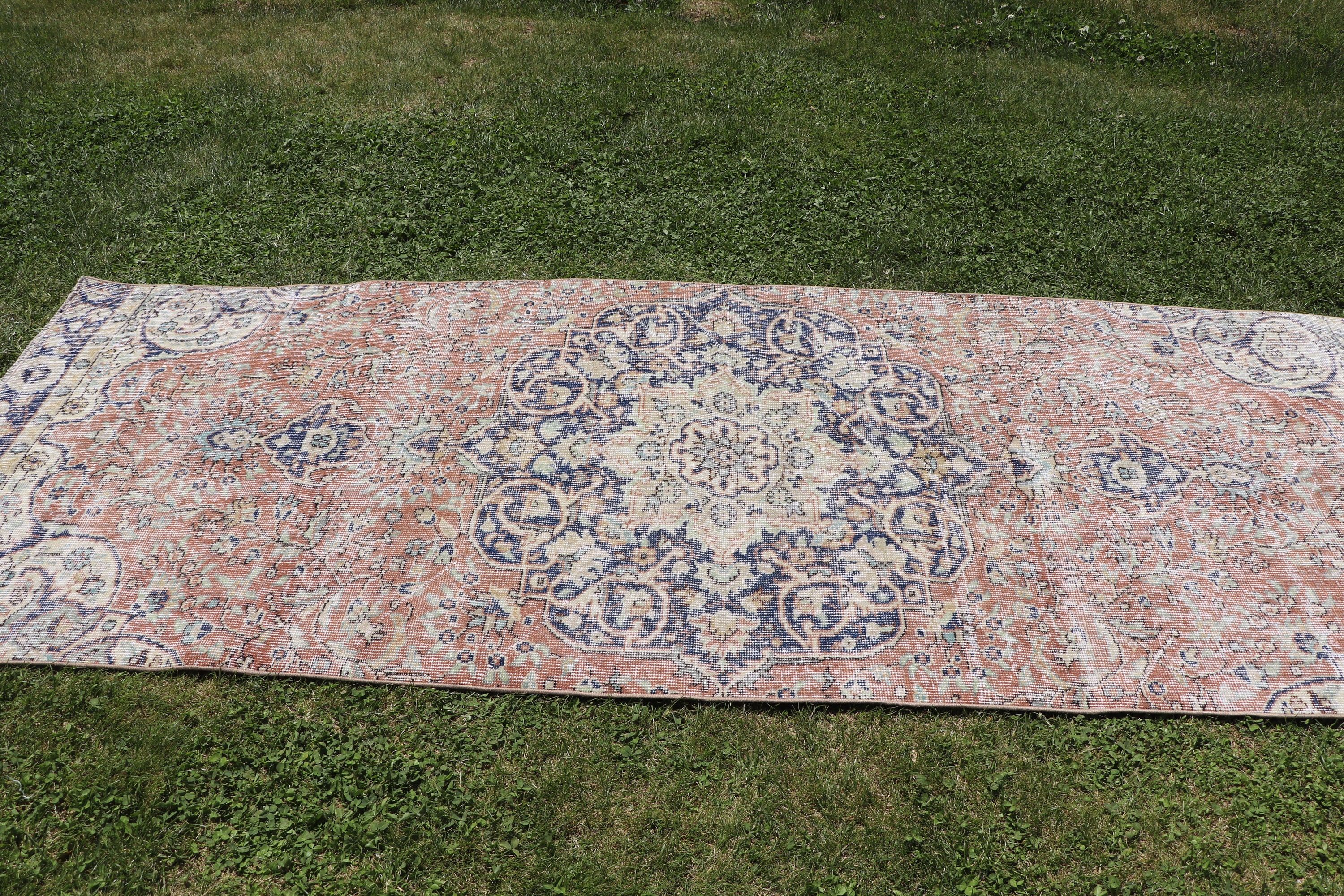 Turuncu Ev Dekor Halısı, 3.4x9.5 ft Runner Halıları, Vintage Halılar, Fas Halıları, Türk Halısı, Merdiven Halıları, Boho Halıları, Koridor Halıları