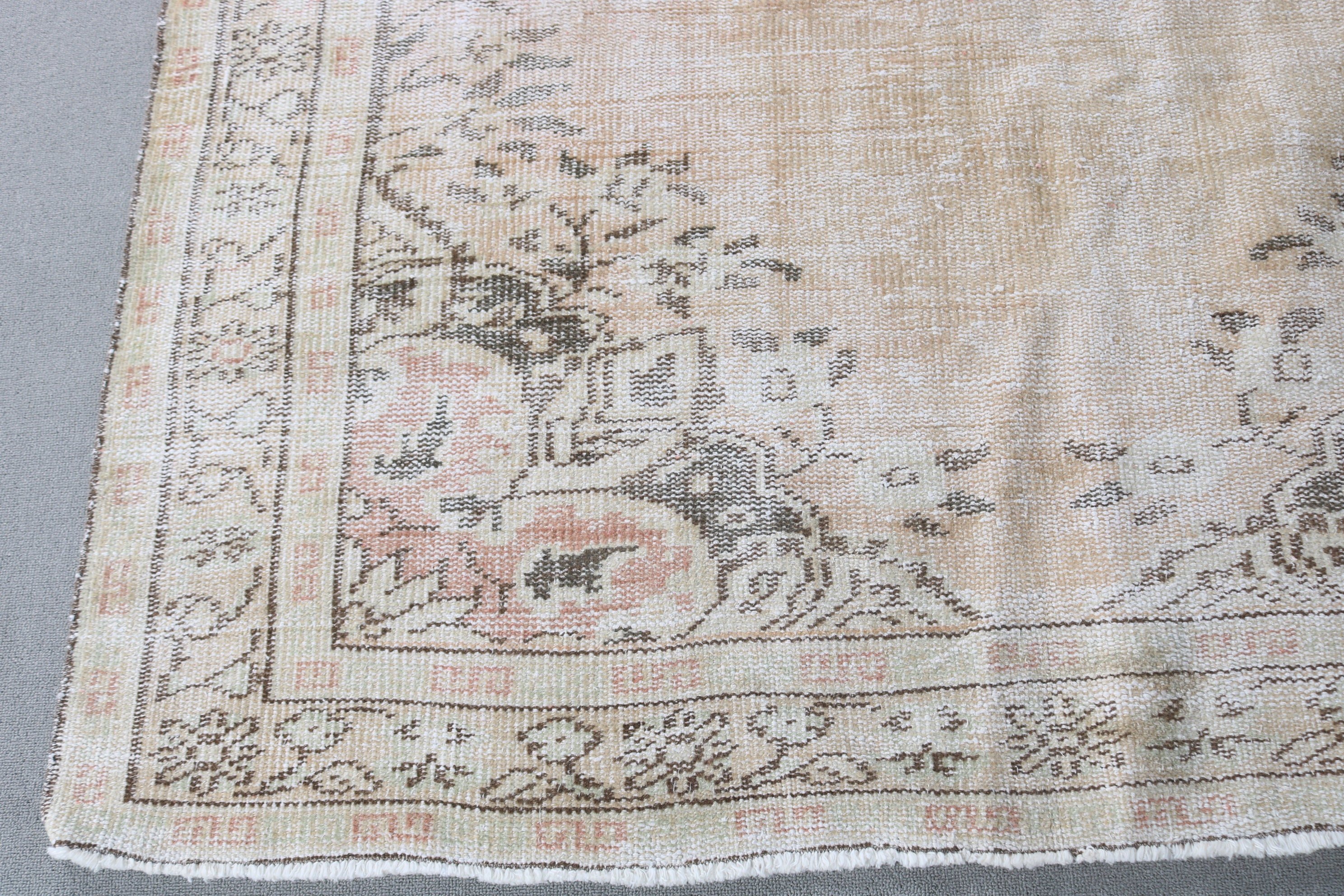 Vintage Halı, Beyaz Oushak Halıları, Türk Halıları, Mutfak Halısı, 5.2x8.6 ft Büyük Halı, Salon Halısı, Yatak Odası Halısı, Ev Dekor Halısı, Salon Halıları