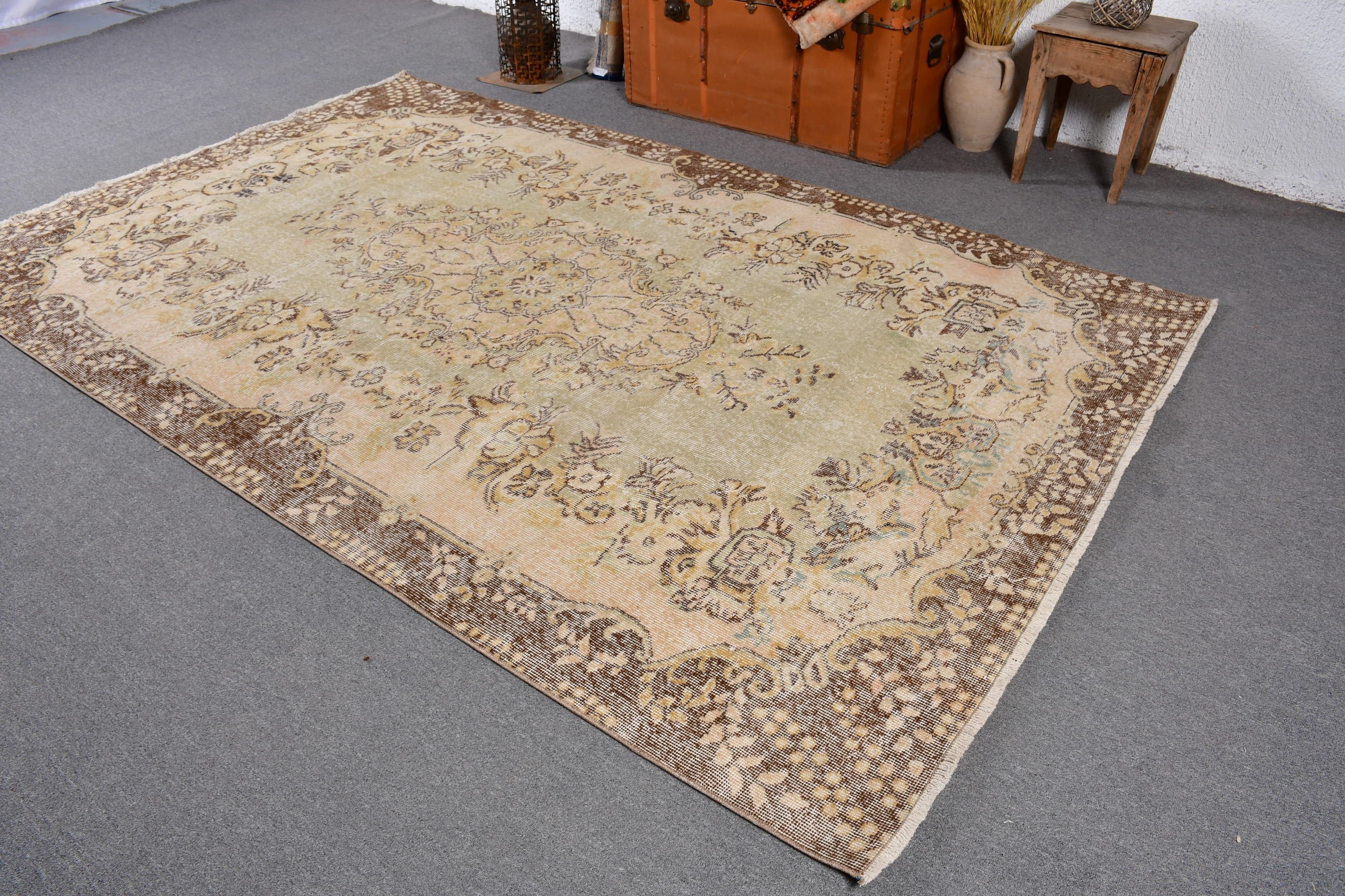 Moroccan Rug, Bedroom Rug, Turkish Rug, Wool Rugs, Rugs for Bedroom, Large Vintage Rug, Vintage Rug, 5.9x9.4 ft Large Rugs, Beige Boho Rug