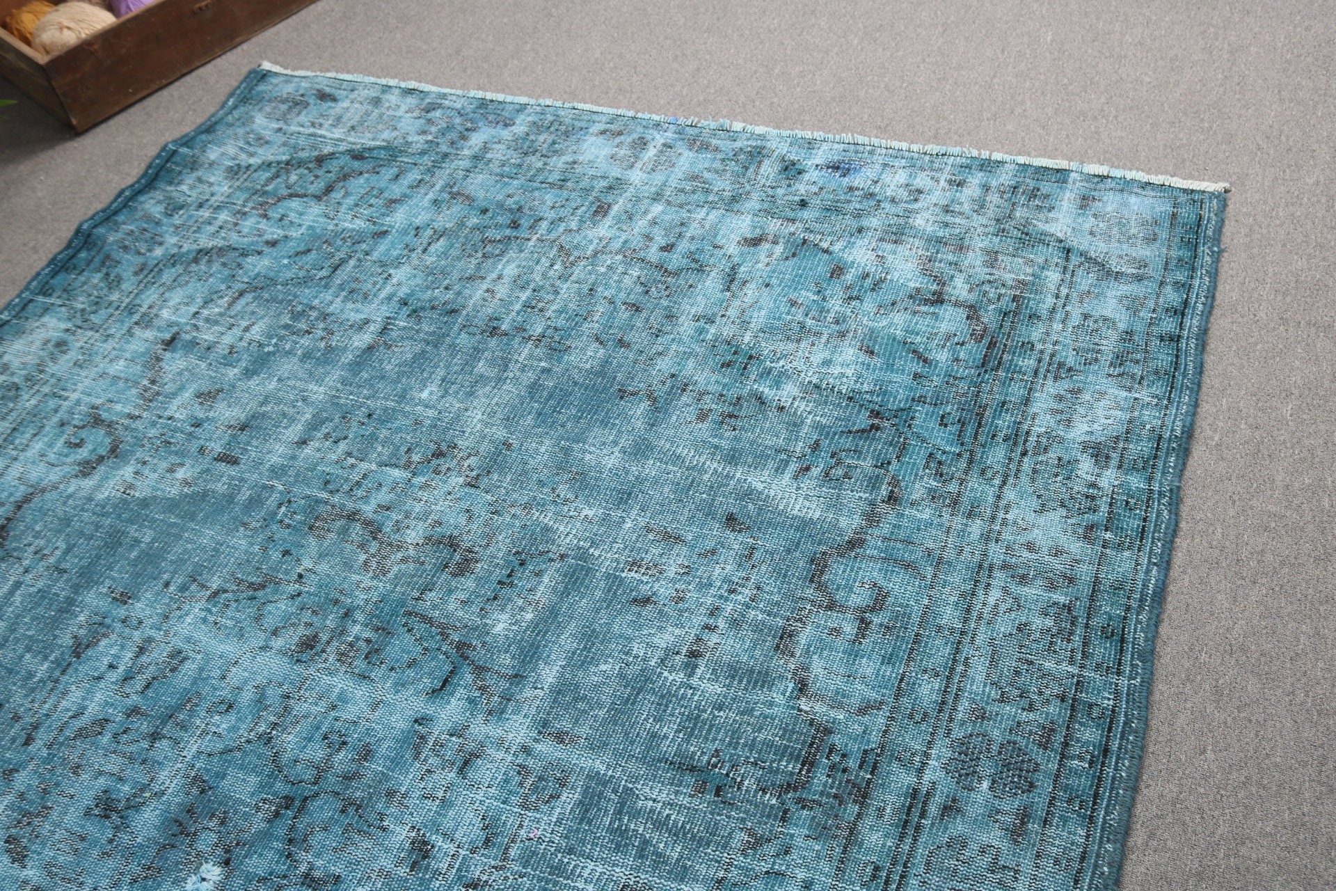 5.9x8.9 ft Large Rug, Salon Rug, Modern Rugs, Vintage Rugs, Turkish Rugs, Rugs for Salon, Large Oushak Rugs, Floor Rug, Blue Oriental Rugs