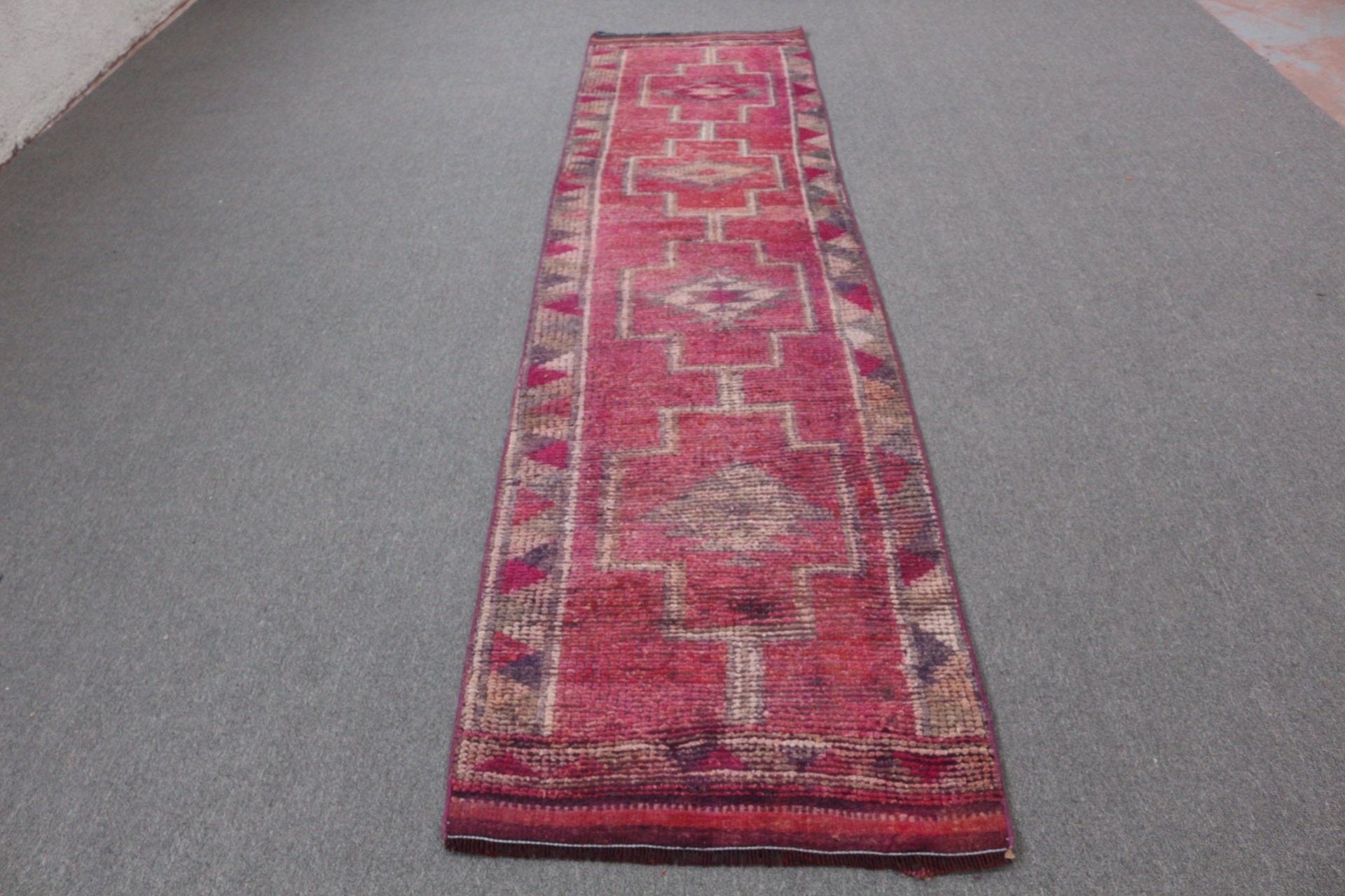 Stair Rug, Hallway Rugs, Vintage Rugs, Art Rug, Anatolian Rug, Turkish Rugs, Purple  2.6x10.3 ft Runner Rug