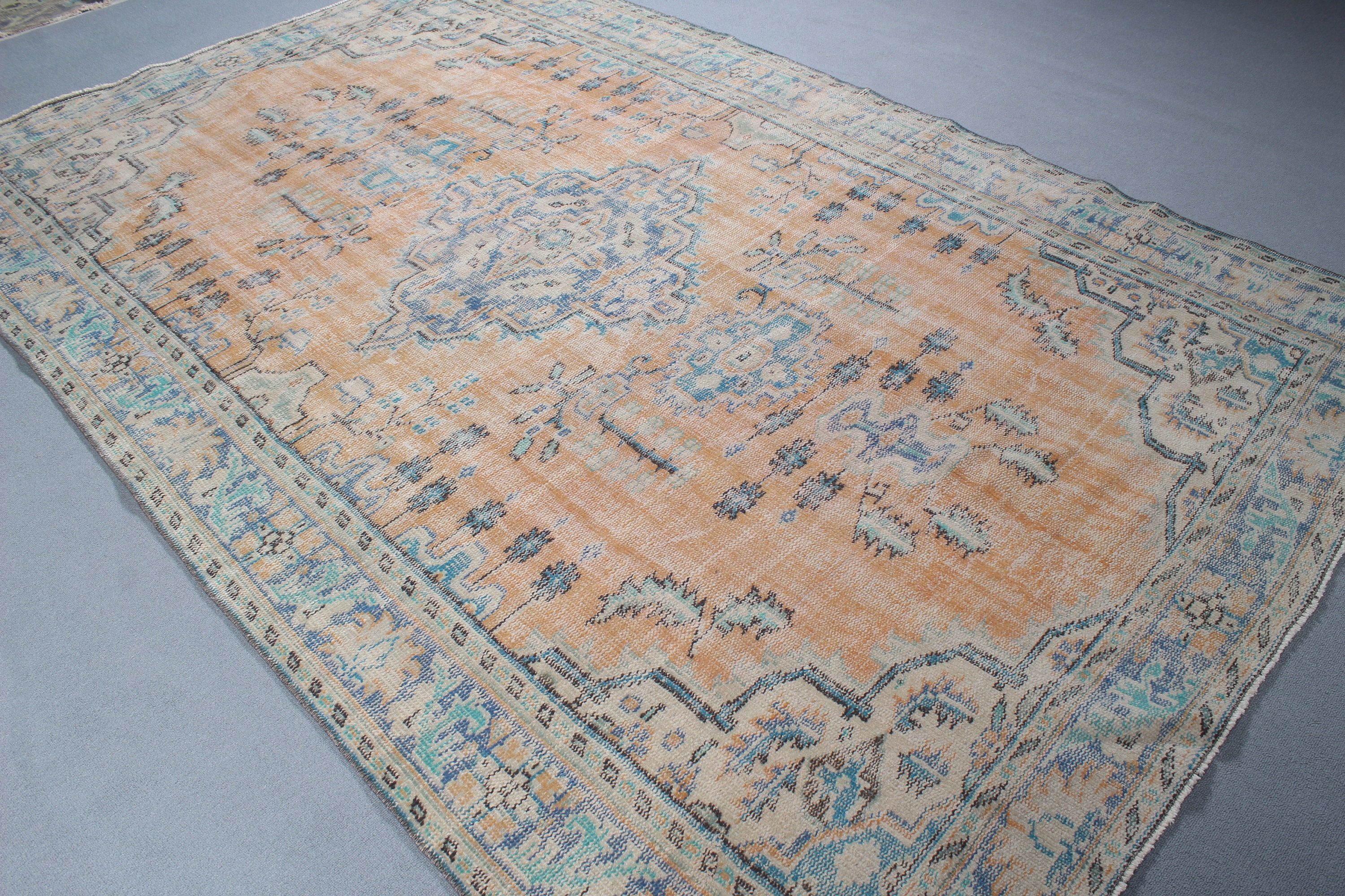 Vintage Rugs, Large Oushak Rugs, Floor Rug, 6.5x9.7 ft Large Rug, Antique Rugs, Orange Luxury Rugs, Turkish Rug, Bedroom Rugs, Modern Rugs