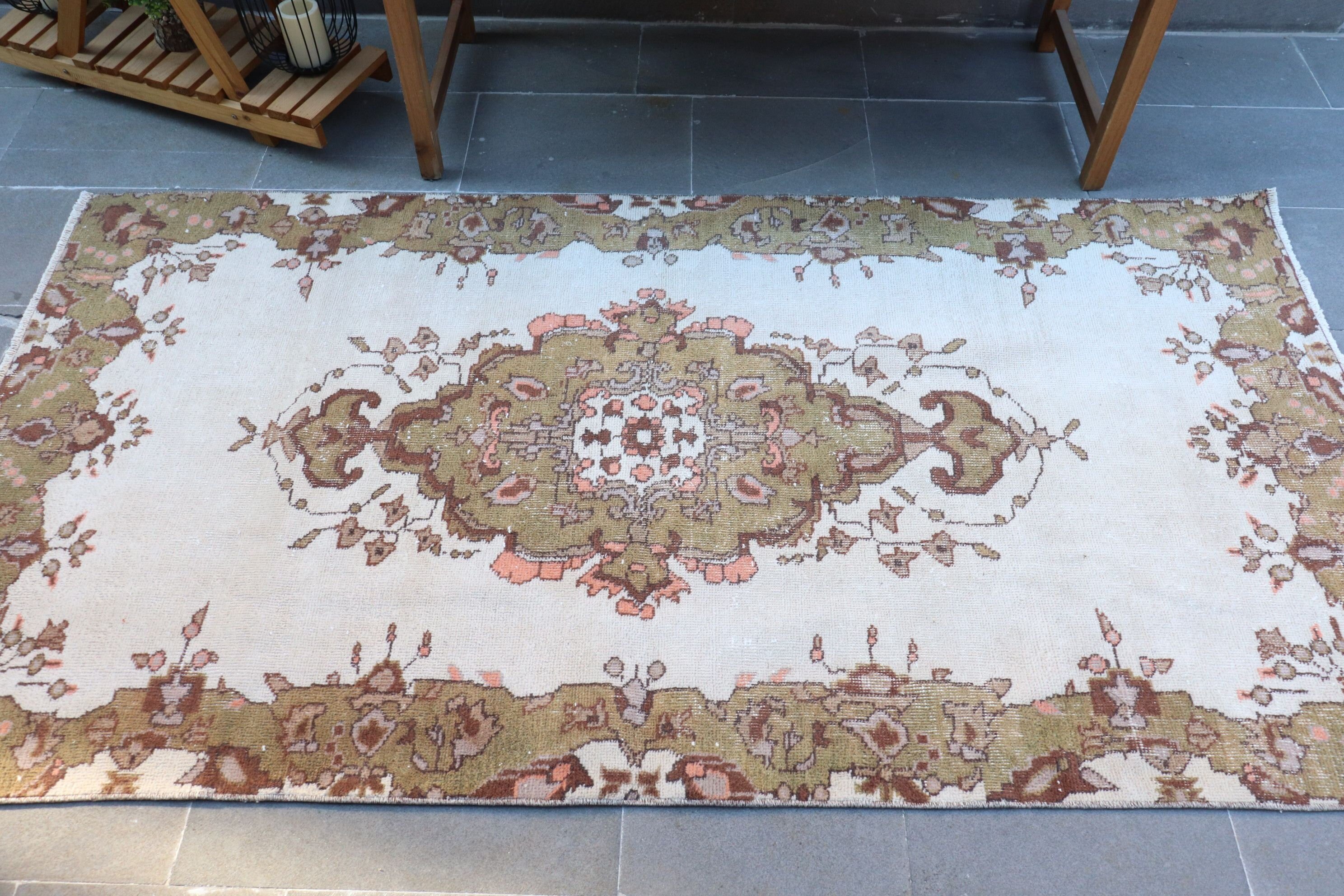 Yer Halısı, Oturma Odası Halıları, Fas Halıları, Beyaz Antika Halılar, 3,6x6,8 ft Alan Halısı, Türk Halıları, Vintage Halılar, Yemek Odası Halısı