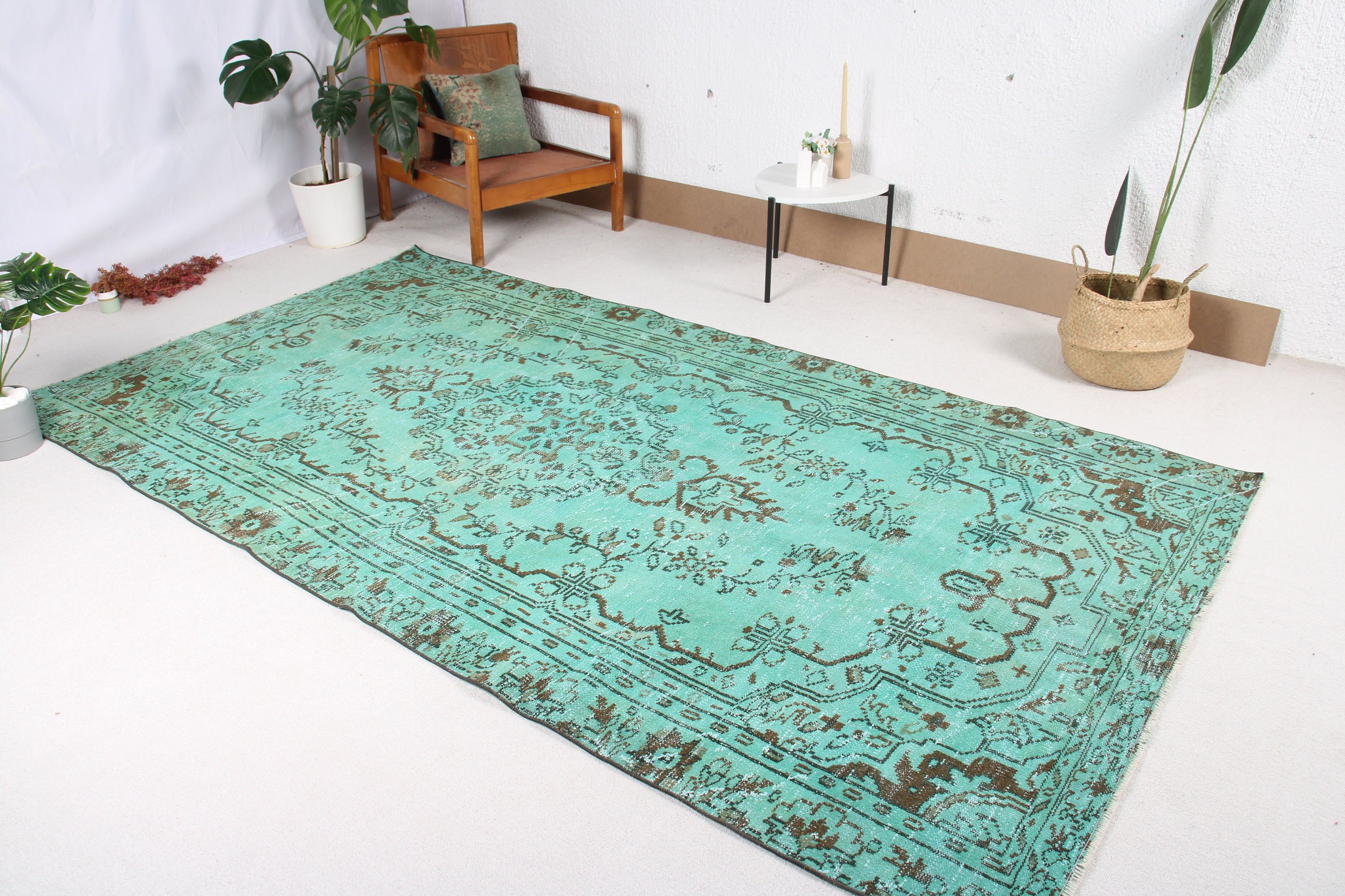 Yeşil Oryantal Halı, Fas Halısı, Lüks Halılar, 5,3x9,8 ft Büyük Halılar, Büyük Boho Halısı, Büyük Vintage Halı, Türk Halıları, Vintage Halılar