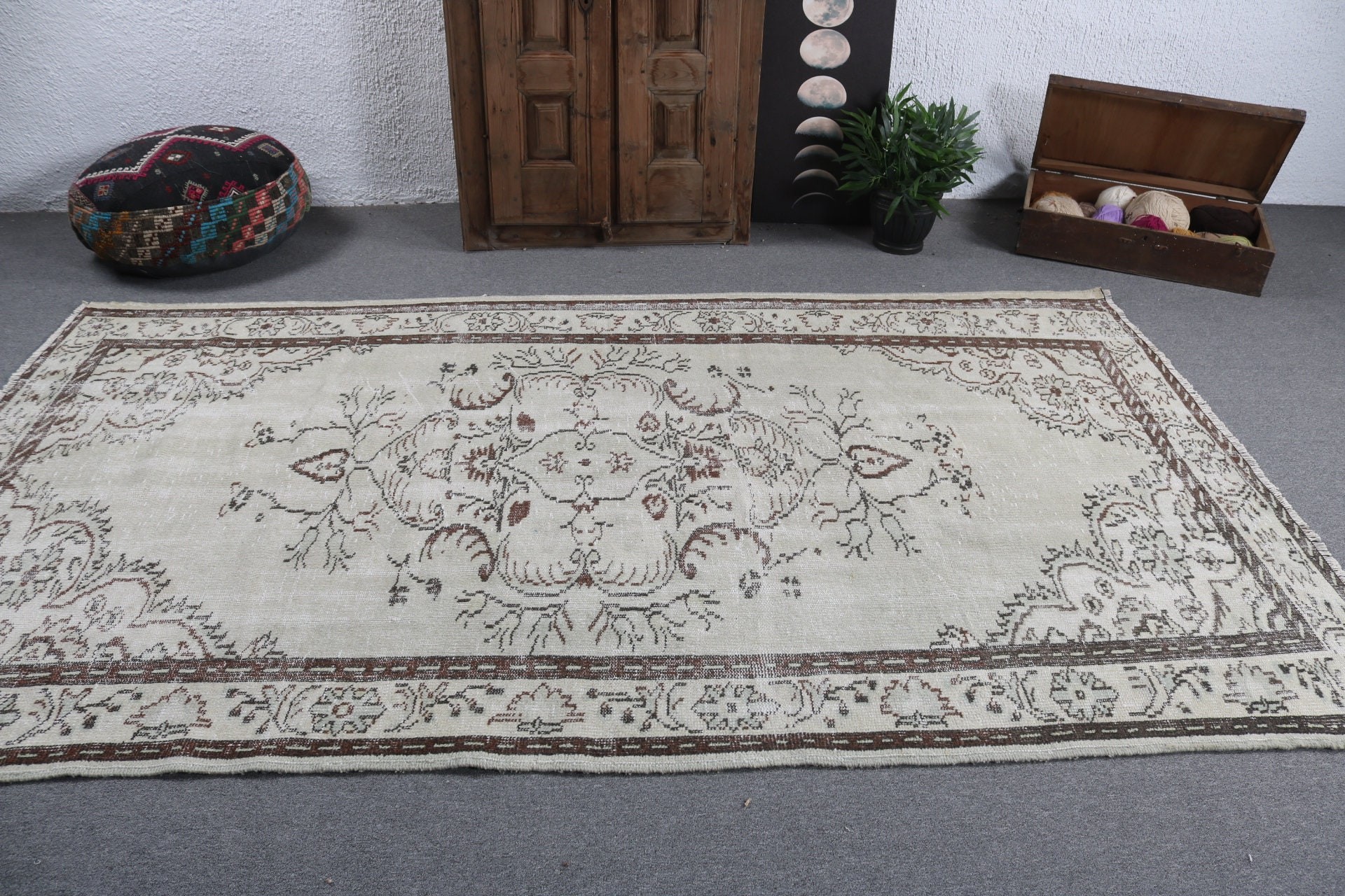 Oturma Odası Halıları, Kabile Halısı, El Dokuma Halısı, Oushak Halısı, Yeşil Lüks Halısı, Türk Halısı, Vintage Halıları, 5.3x9.5 ft Büyük Halısı, Yemek Odası Halısı