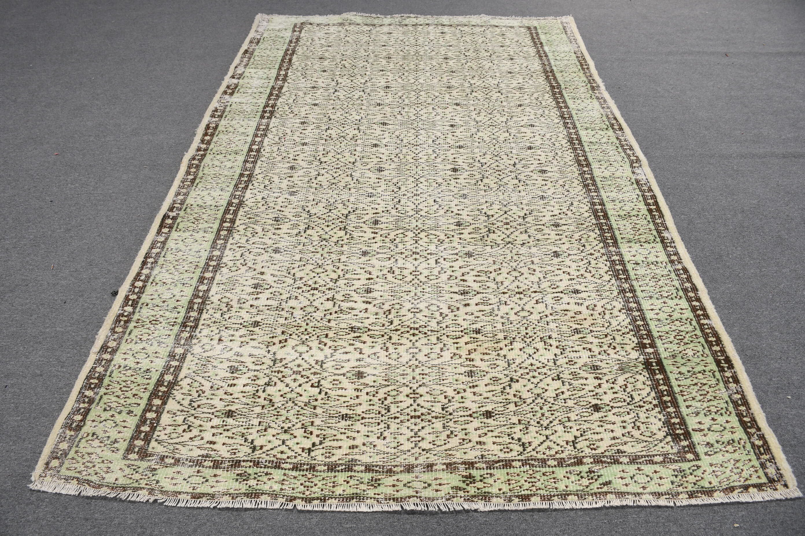 Vintage Rugs, Dining Room Rugs, Turkish Rug, 5.8x9.1 ft Large Rug, Living Room Rugs, Aztec Rugs, Oushak Rug, Green Oushak Rug