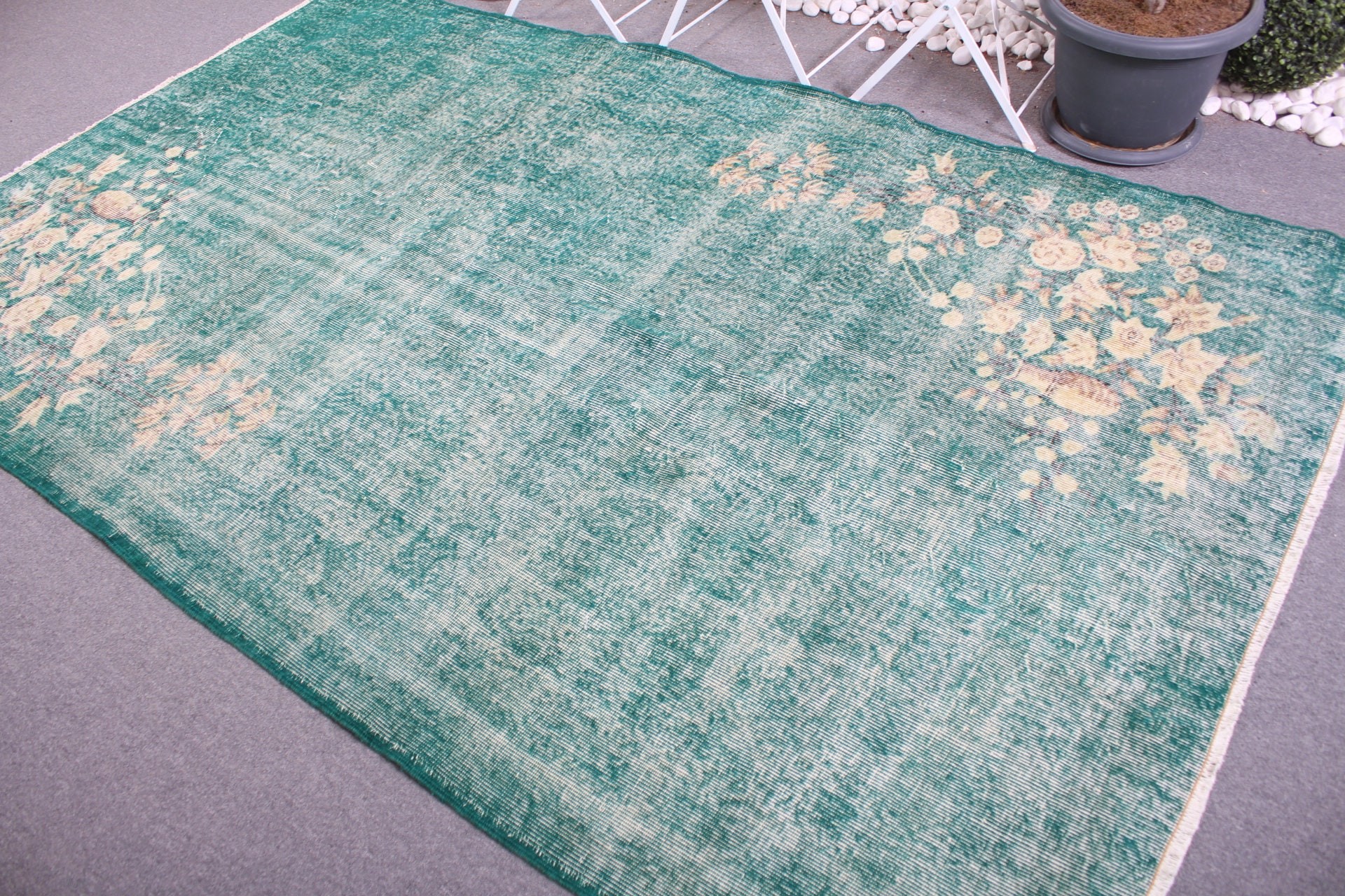 Vintage Rugs, Green Bedroom Rug, Wool Rug, Turkish Rugs, Dining Room Rug, Salon Rug, 5.5x9.1 ft Large Rug, Vintage Decor Rug