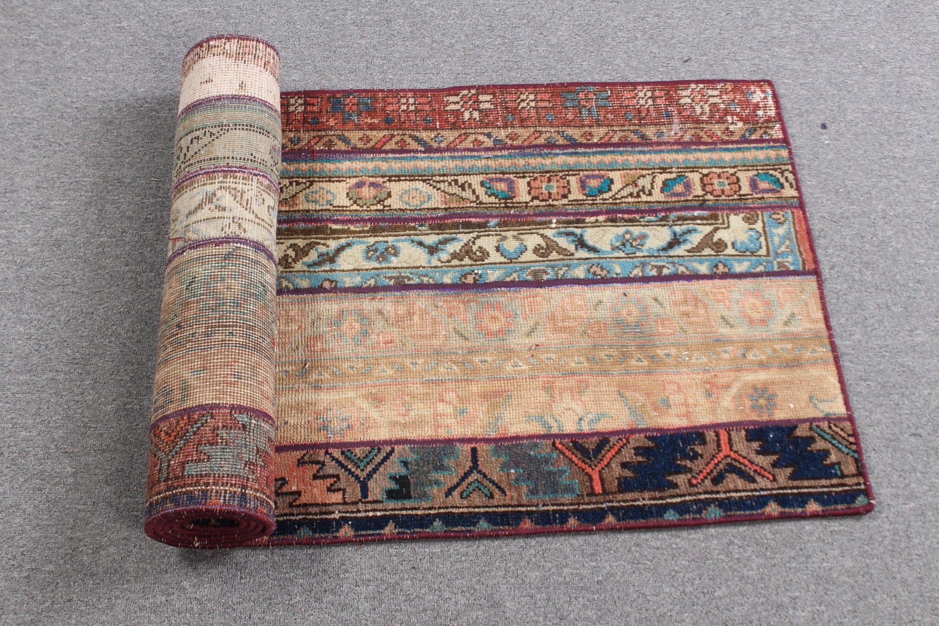 Oryantal Halı, Yeşil Oushak Halıları, Koridor Halıları, Vintage Halılar, Merdiven Halısı, Boho Halısı, Ev Dekor Halısı, 1.9x5.9 ft Runner Halıları, Türk Halıları