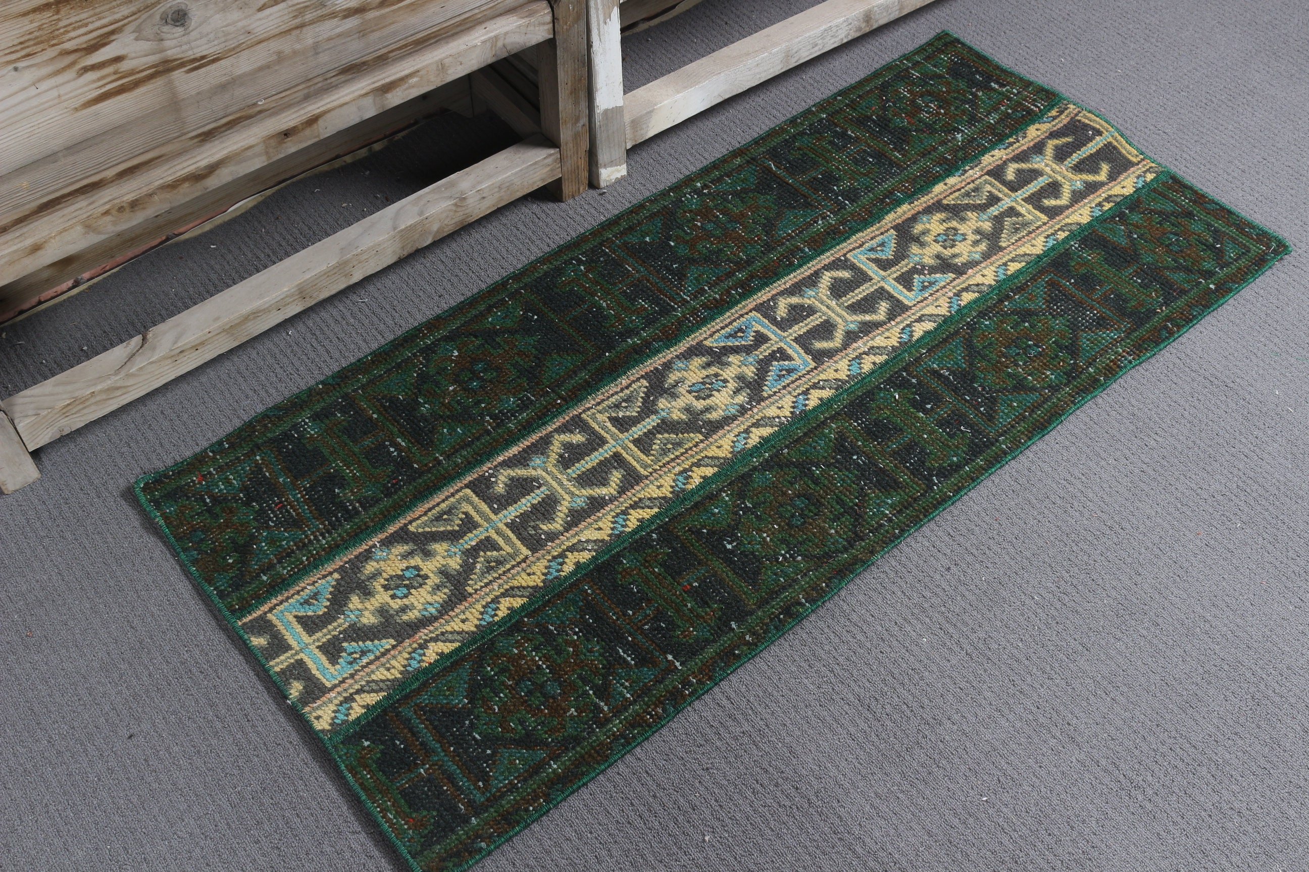 Sarı Soğuk Halı, Vintage Halılar, Araba Paspas Halısı, Yer Halısı, Mutfak Halıları, Duvara Asılı Halılar, Türk Halısı, Soğuk Halı, 1.9x4.2 ft Küçük Halı