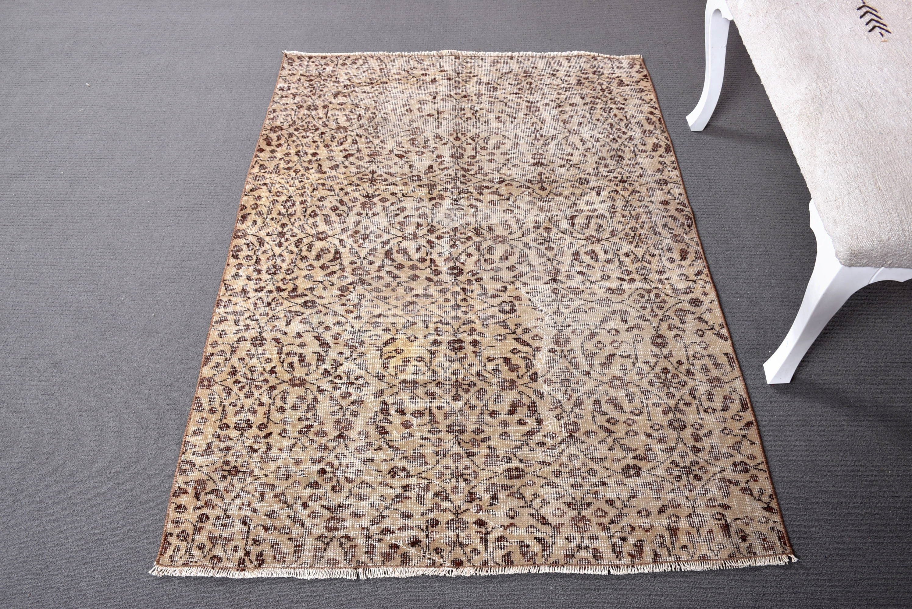 Luxury Rugs, Beige Neutral Rug, Rugs for Bedroom, Vintage Rug, Turkish Rugs, 3.6x5 ft Accent Rugs, Bedroom Rug, Antique Rugs, Entry Rug