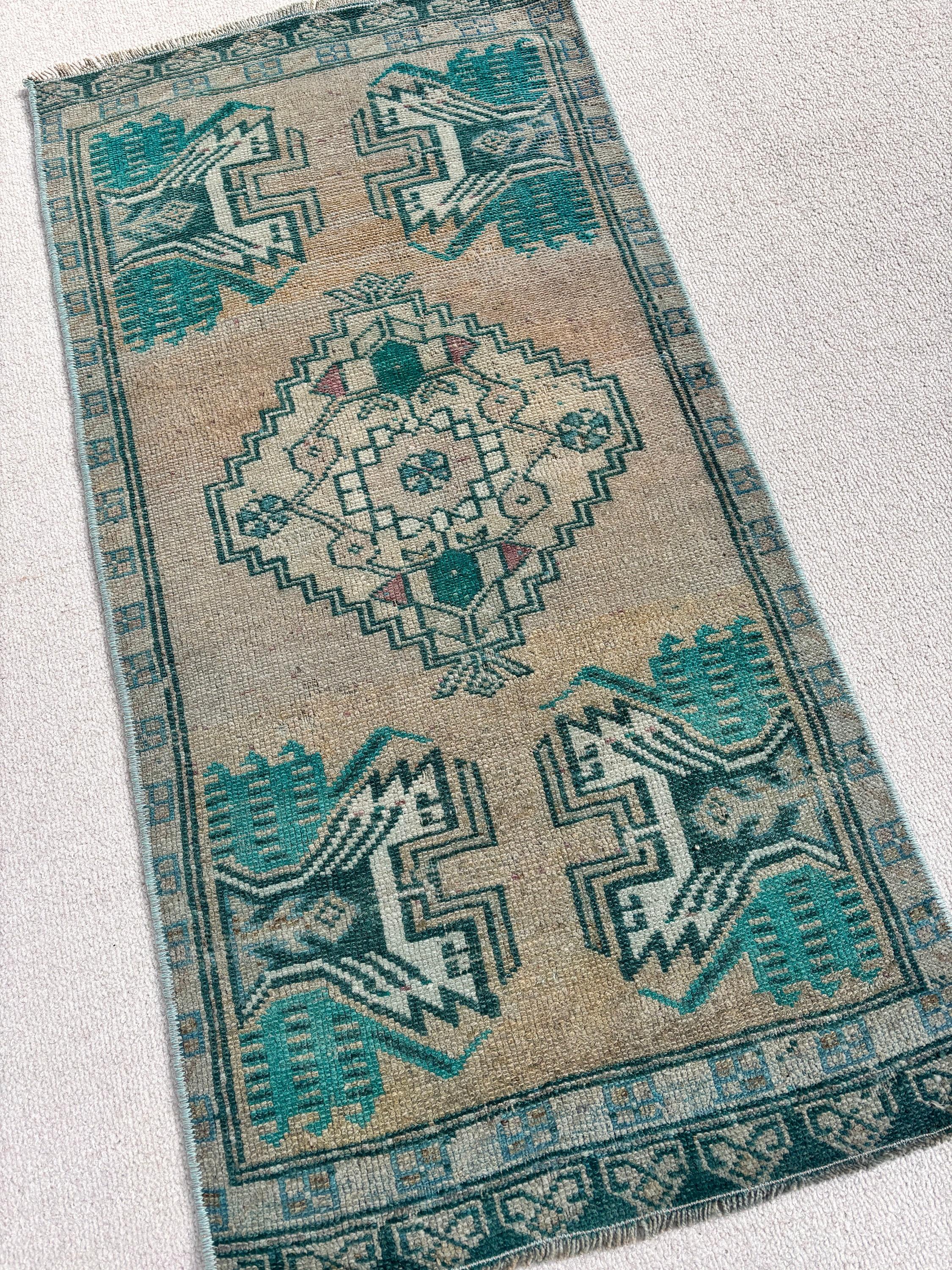 Vintage Rugs, Turkish Rugs, Rugs for Car Mat, Green Floor Rugs, 1.6x3.1 ft Small Rugs, Bath Rugs, Nursery Rug, Antique Rug