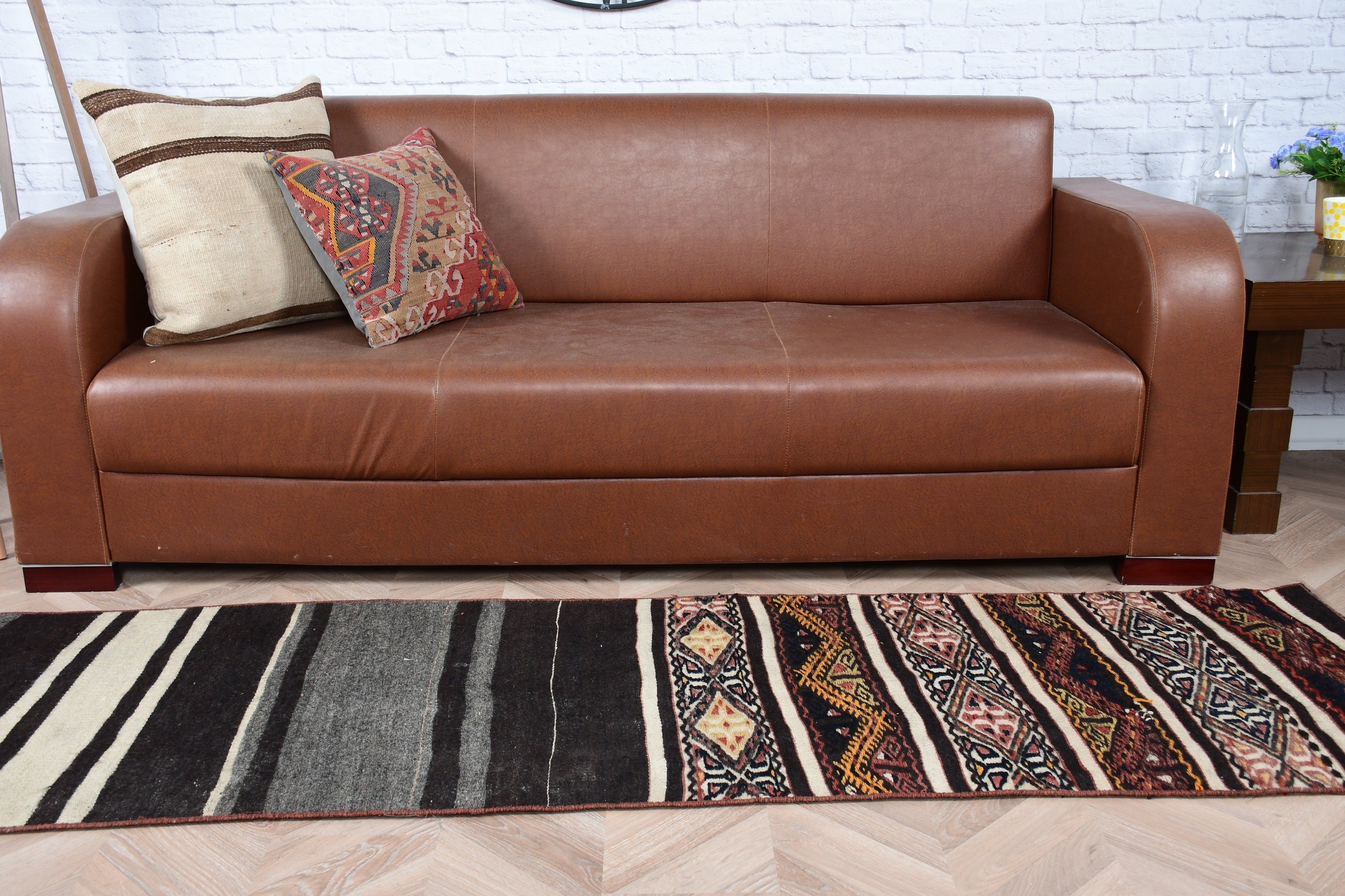 Ev Dekorasyonu Halıları, Vintage Halılar, Eski Halılar, Kilim, Türk Halısı, 2.1x8 ft Yolluk Halısı, Merdiven Halısı, Yün Halısı, Mutfak Halısı, Kahverengi Anadolu Halısı