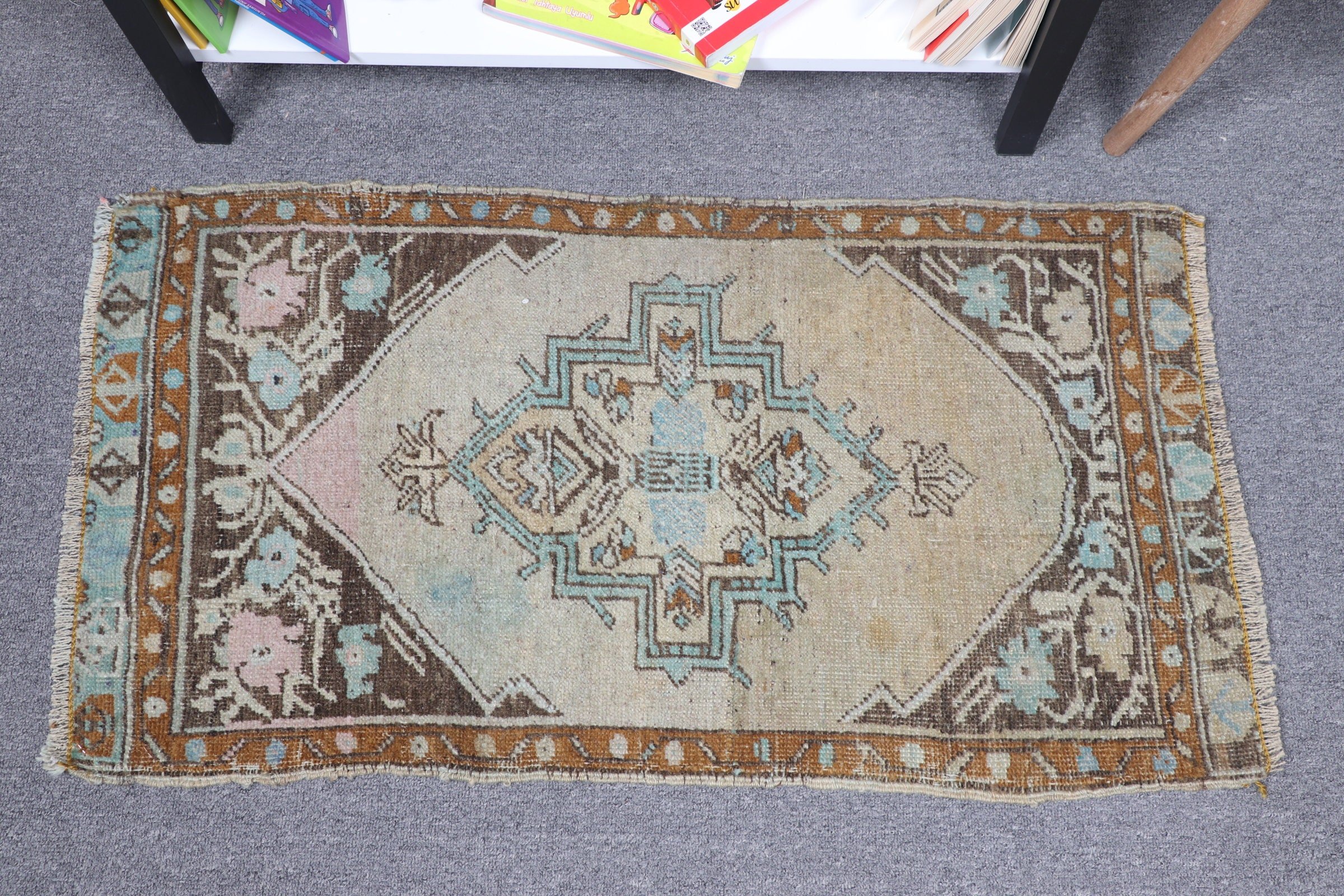 Bedroom Rugs, Floor Rug, Vintage Rug, Cute Rugs, Turkish Rugs, Bath Rug, Rugs for Car Mat, 1.6x3 ft Small Rug, Beige Floor Rug, Wool Rug