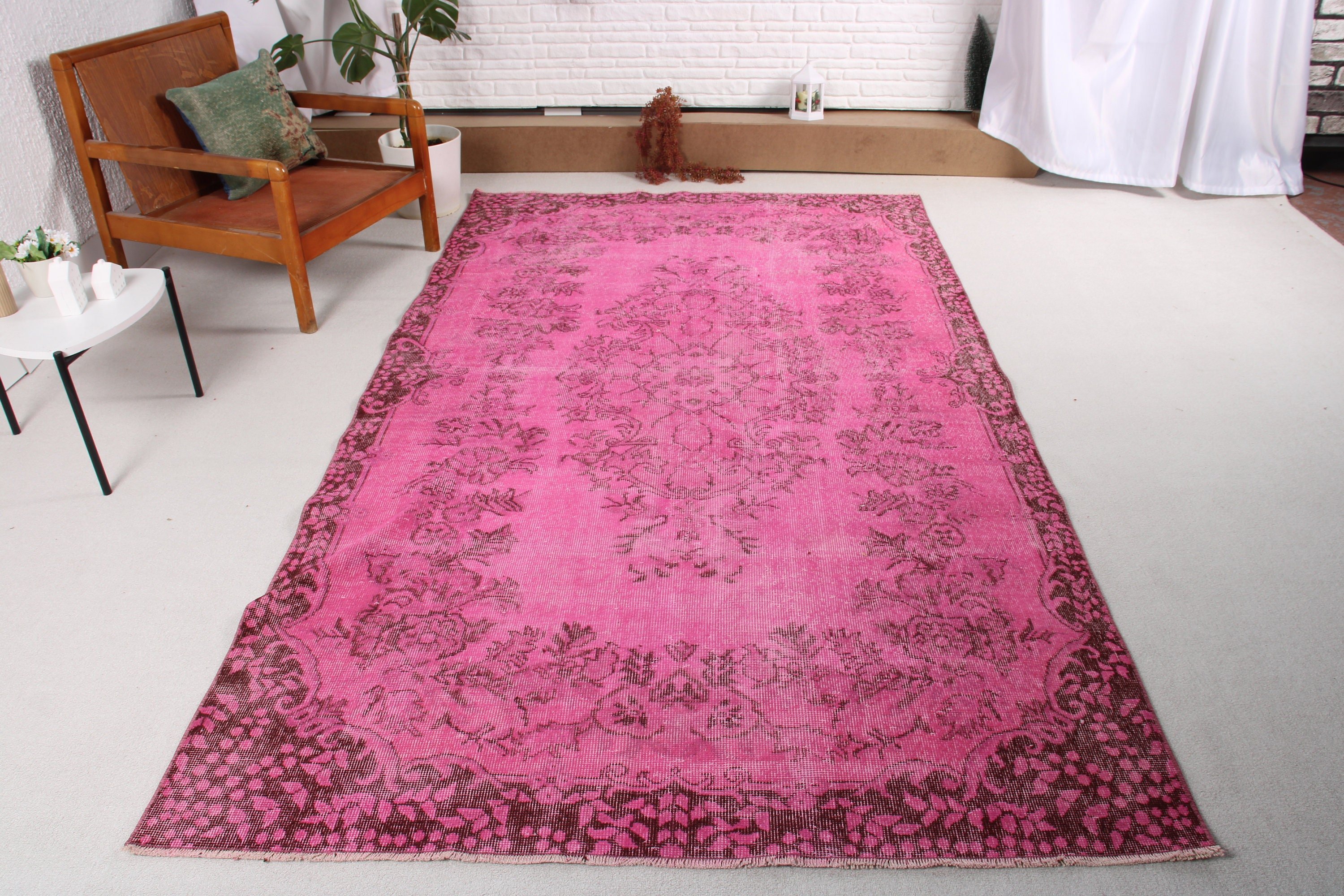 5.3x9.2 ft Büyük Halı, Türk Halısı, Büyük Boho Halıları, Oturma Odası Halısı, Aztek Halısı, Vintage Halı, Nötr Halılar, Pembe Yatak Odası Halıları, Geometrik Halı