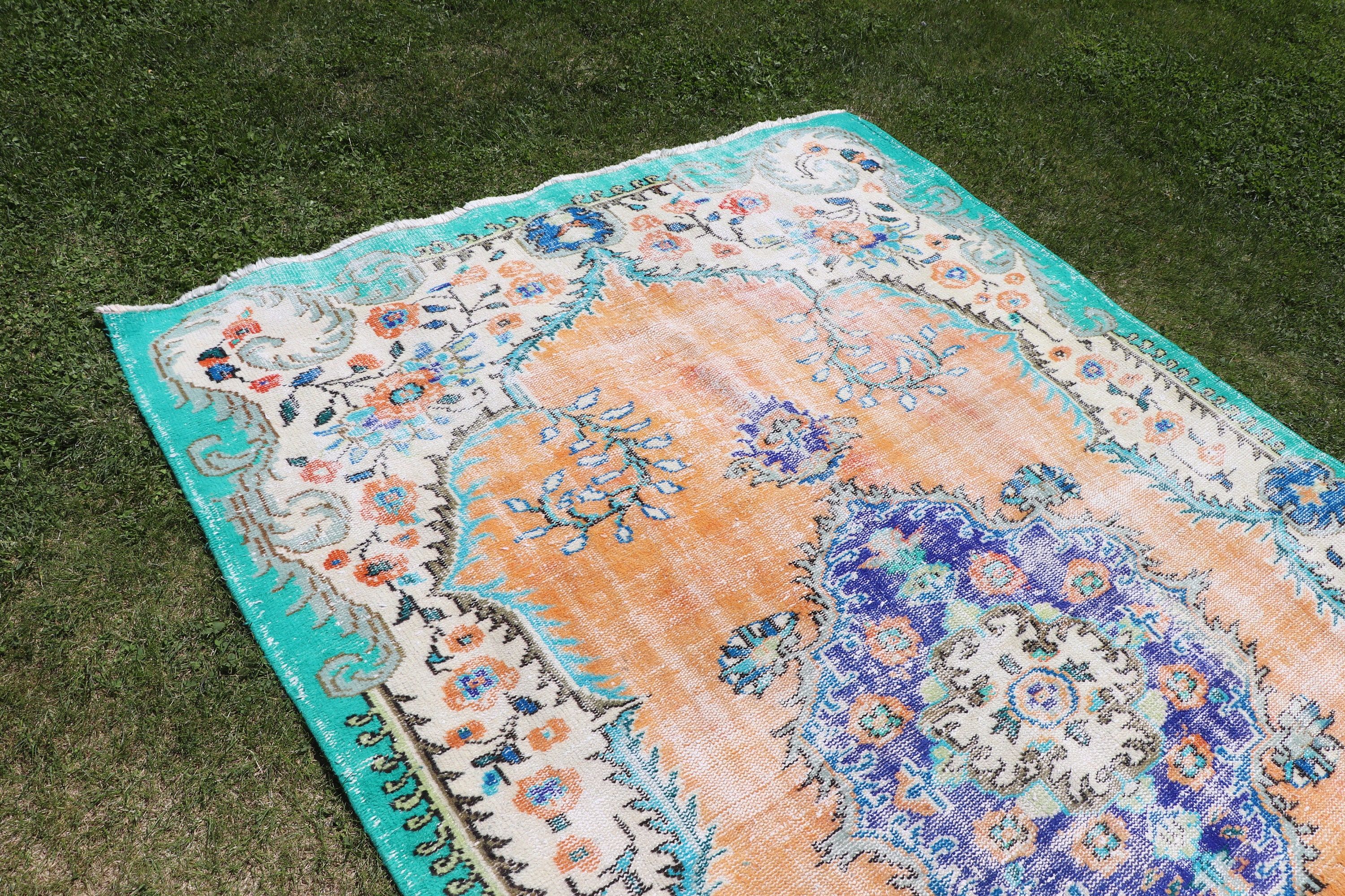 Vintage Rug, 5.7x8.7 ft Large Rug, Anatolian Rug, Turkish Rugs, Green Anatolian Rug, Large Vintage Rugs, Living Room Rugs, Statement Rug