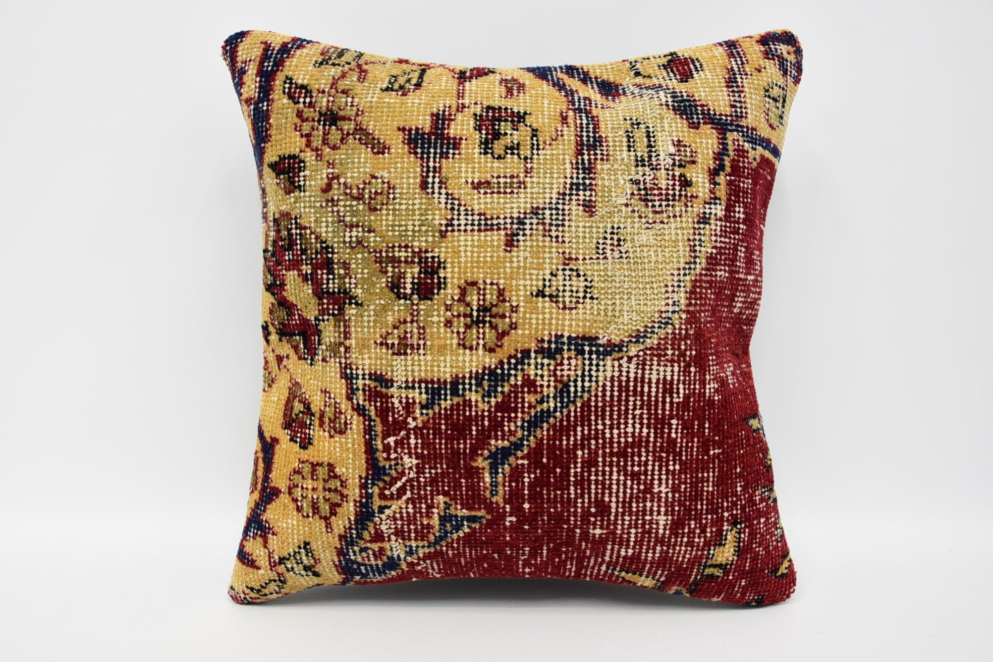 Boho Pillow, 16"x16" Red Pillow Sham, Pet Pillow, Accent Throw Pillow Sham, Antique Pillows, Boho Pillow Sham Cover