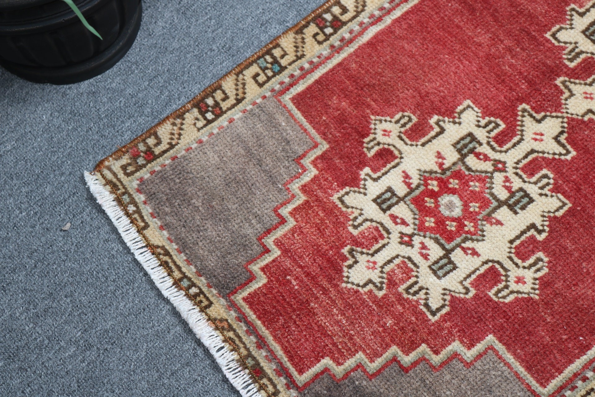 Küçük Alan Halıları, Vintage Halılar, Yün Halı, 1,5x3,2 ft Küçük Halı, Araba Paspas Halıları, Kırmızı Yün Halı, Yatak Odası Halısı, Boho Halısı, Türk Halısı