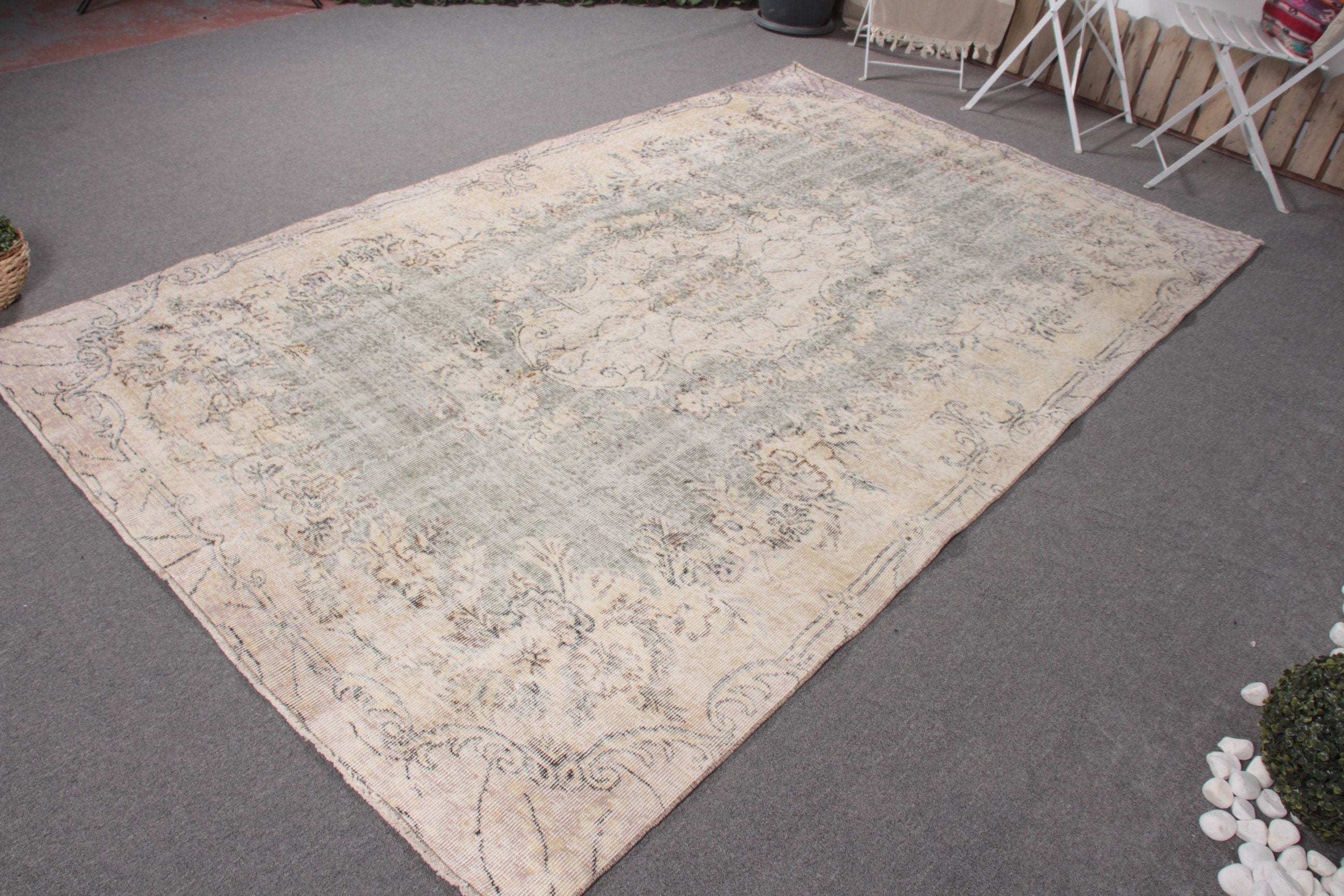 Kitchen Rugs, Beige Oriental Rugs, Living Room Rug, Large Boho Rugs, Vintage Rugs, Turkish Rugs, 5.7x9.2 ft Large Rug