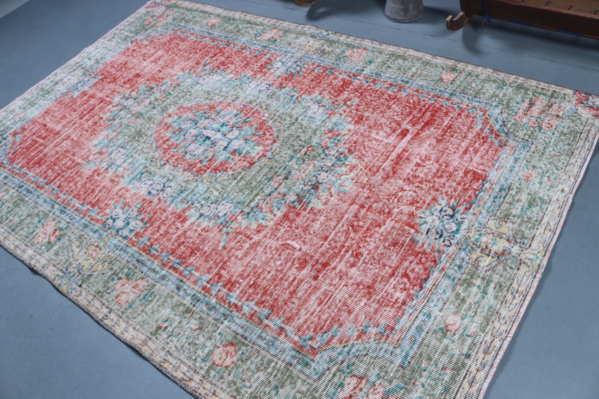 5.7x8.5 ft Büyük Halı, Türk Halısı, Oturma Odası Halıları, Kırmızı Yatak Odası Halısı, Havalı Halılar, Soyut Halılar, Vintage Halı, Oushak Halısı, Yemek Odası Halıları