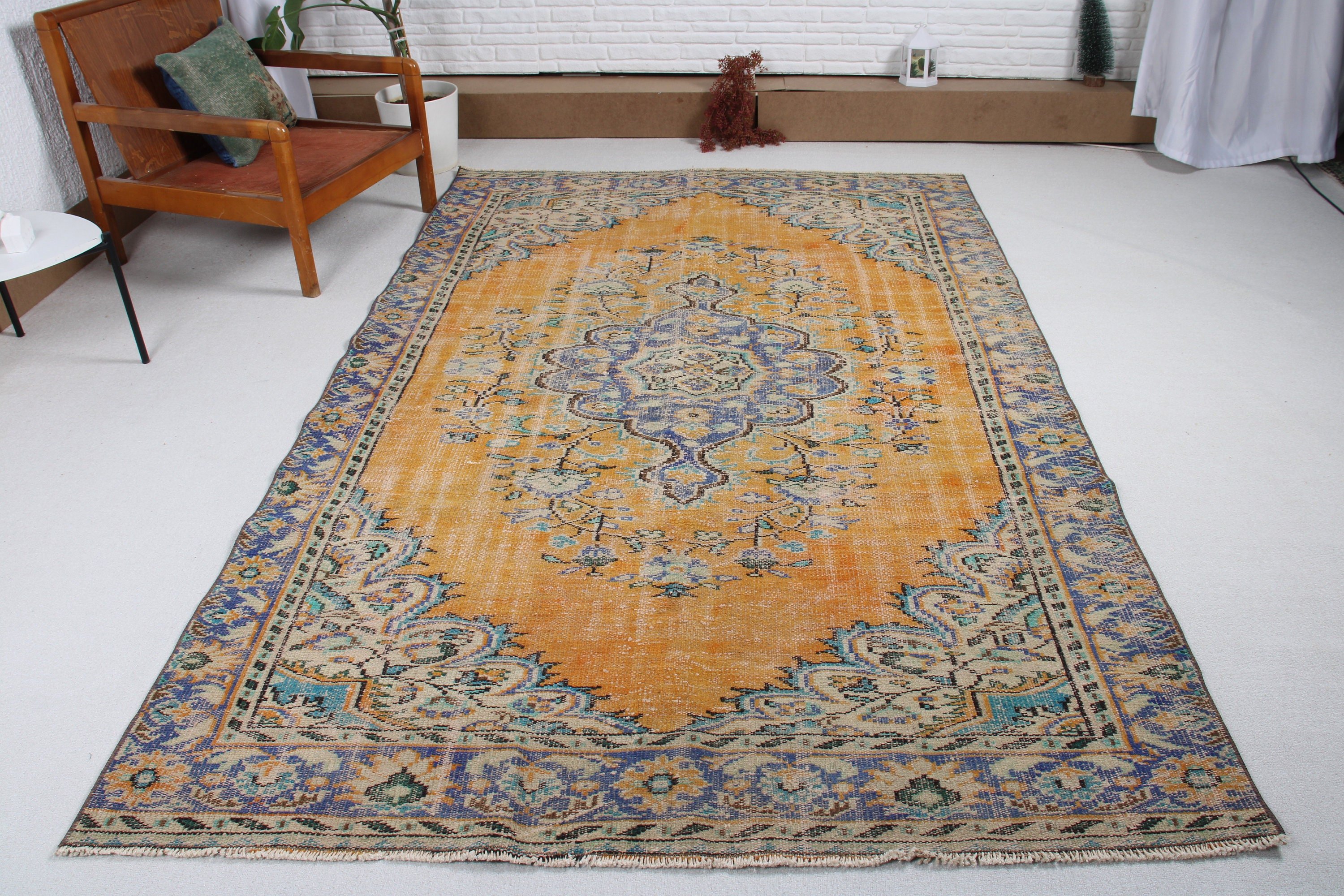 Yatak Odası Halıları, Modern Halı, Yemek Odası Halısı, Vintage Halı, Turuncu Yün Halı, 5.8x8.8 ft Büyük Halılar, Salon Halıları, Türk Halısı, Fas Halıları