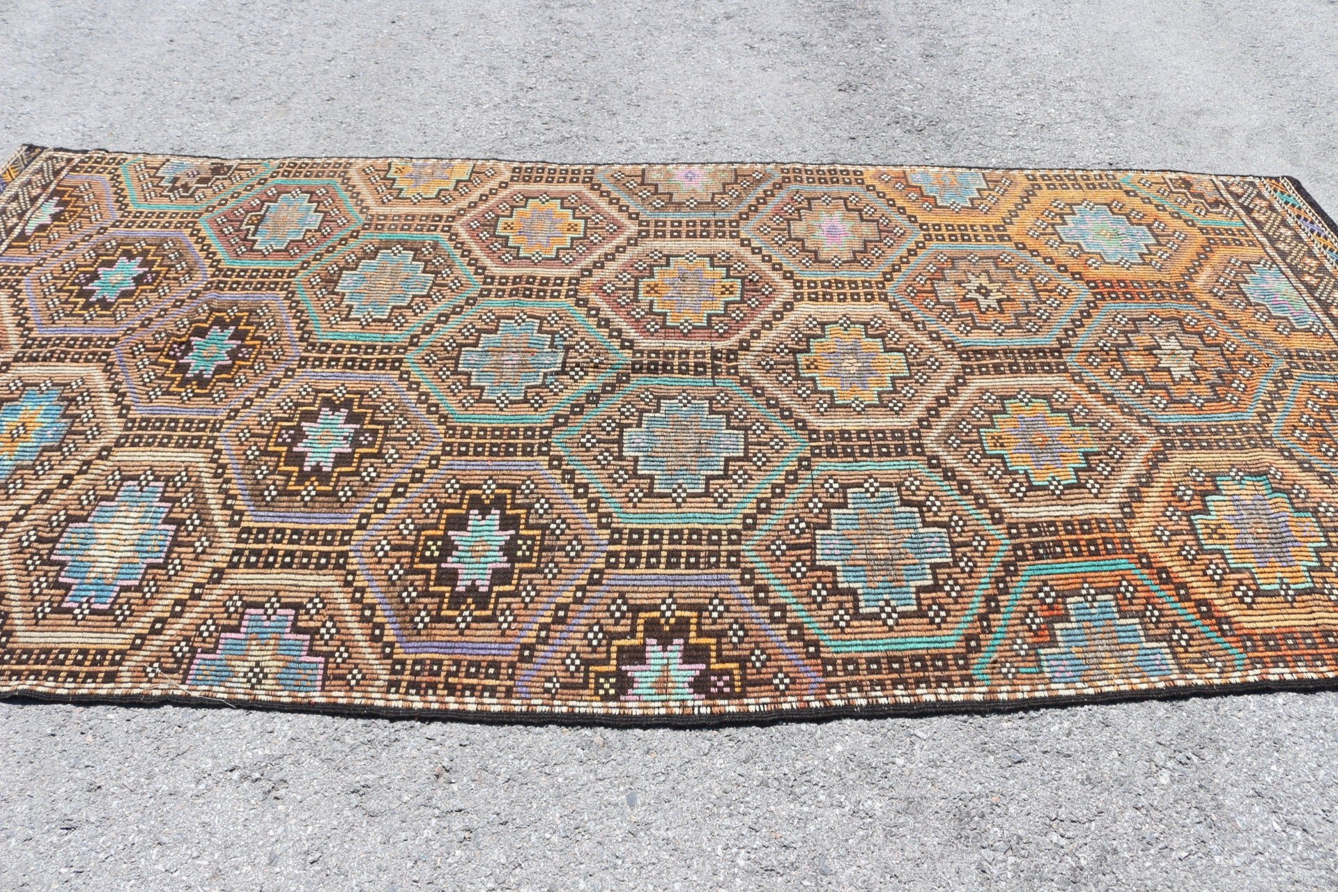 Türk Halıları, Kilim, 5.2x10.4 ft Büyük Halı, Salon Halıları, Oturma Odası Halıları, Kahverengi Antika Halılar, Vintage Halılar, Fas Halısı, Ev Dekorasyonu Halıları