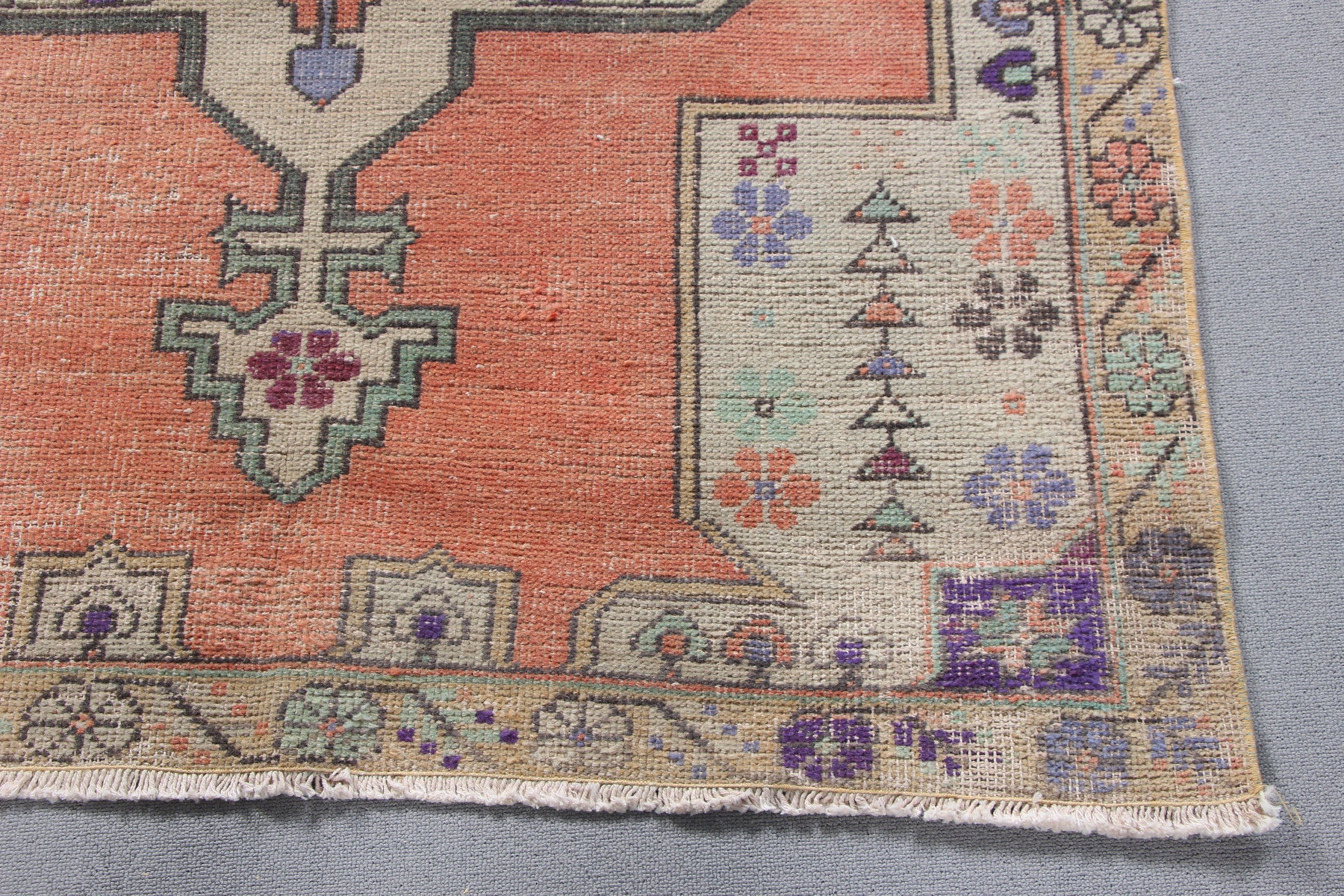 Floor Rug, Moroccan Rugs, Vintage Rug, Bedroom Rug, Anatolian Rug, 4.3x8.1 ft Area Rugs, Ethnic Rugs, Turkish Rug, Orange Neutral Rugs