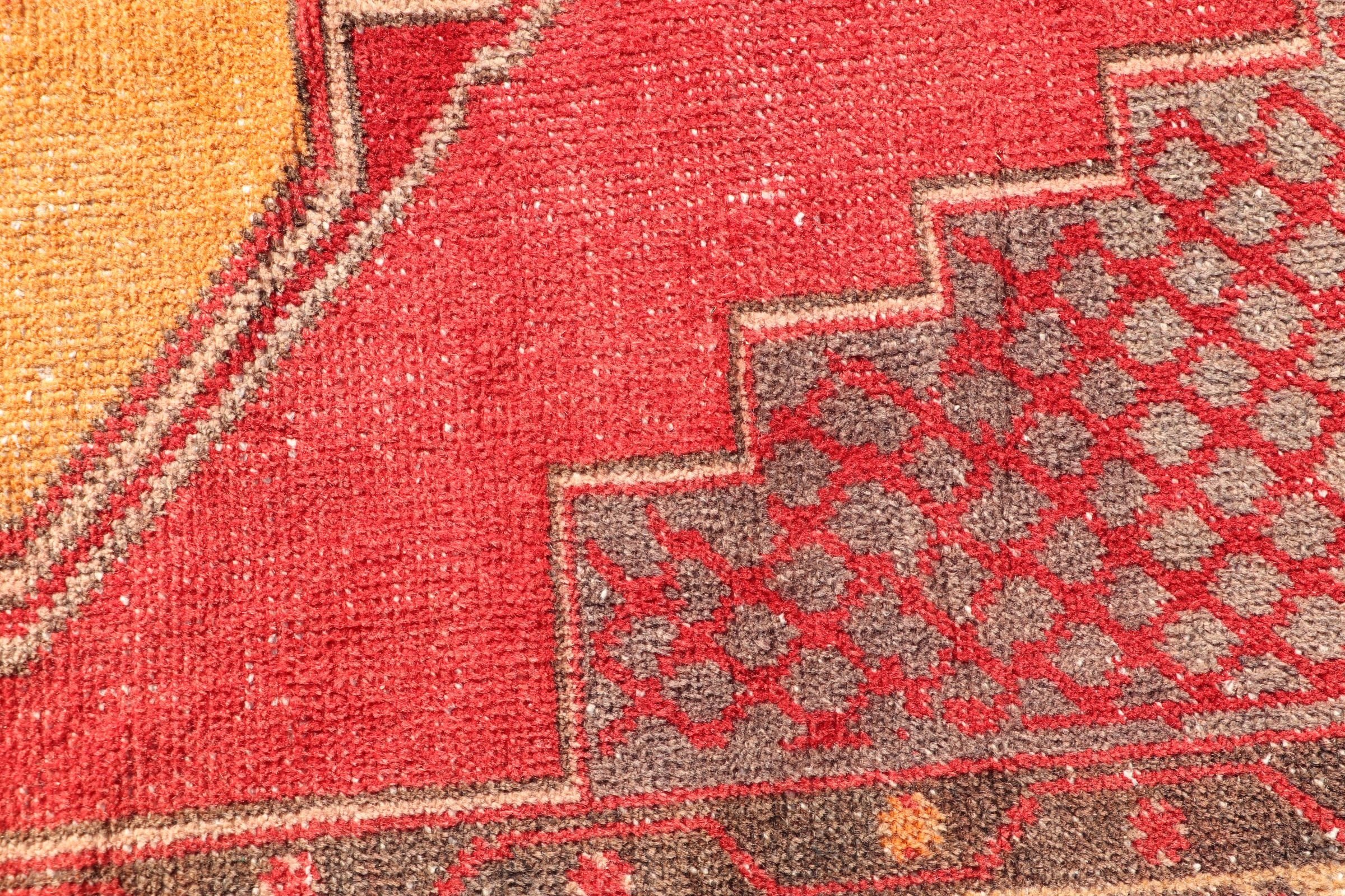 Wool Rug, Turkish Rugs, Dining Room Rugs, 3.6x8.7 ft Area Rug, Red Wool Rugs, Rugs for Floor, Kitchen Rug, Indoor Rugs, Vintage Rug