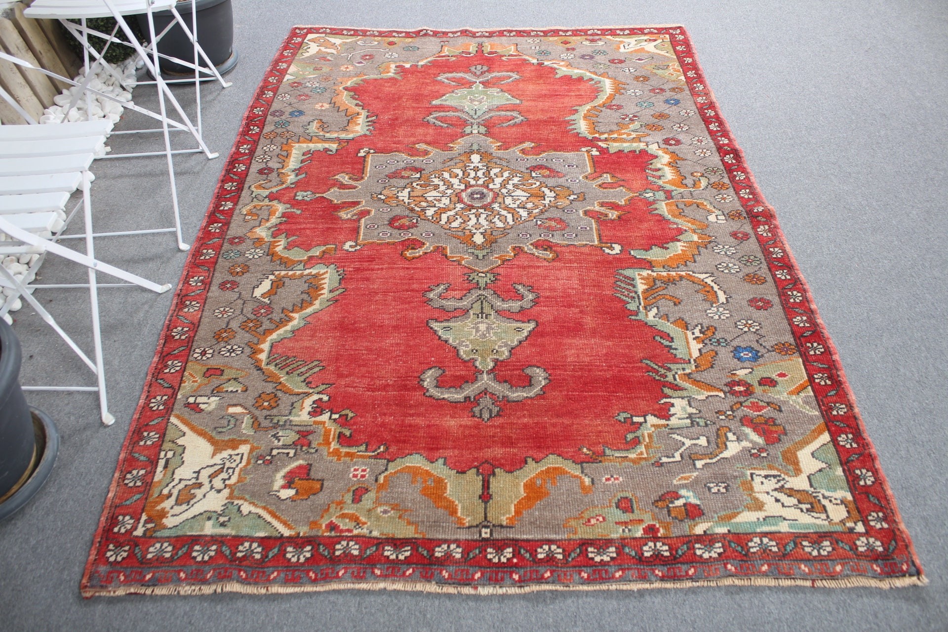 Vintage Halı, Mutfak Halısı, Türk Alan Halısı Halıları, İç Mekan Halısı, 5.1x7.2 ft Alan Halısı, Yeşil Soğuk Halı, Alan Kilimleri, Yatak Odası Halısı, Türk Halıları