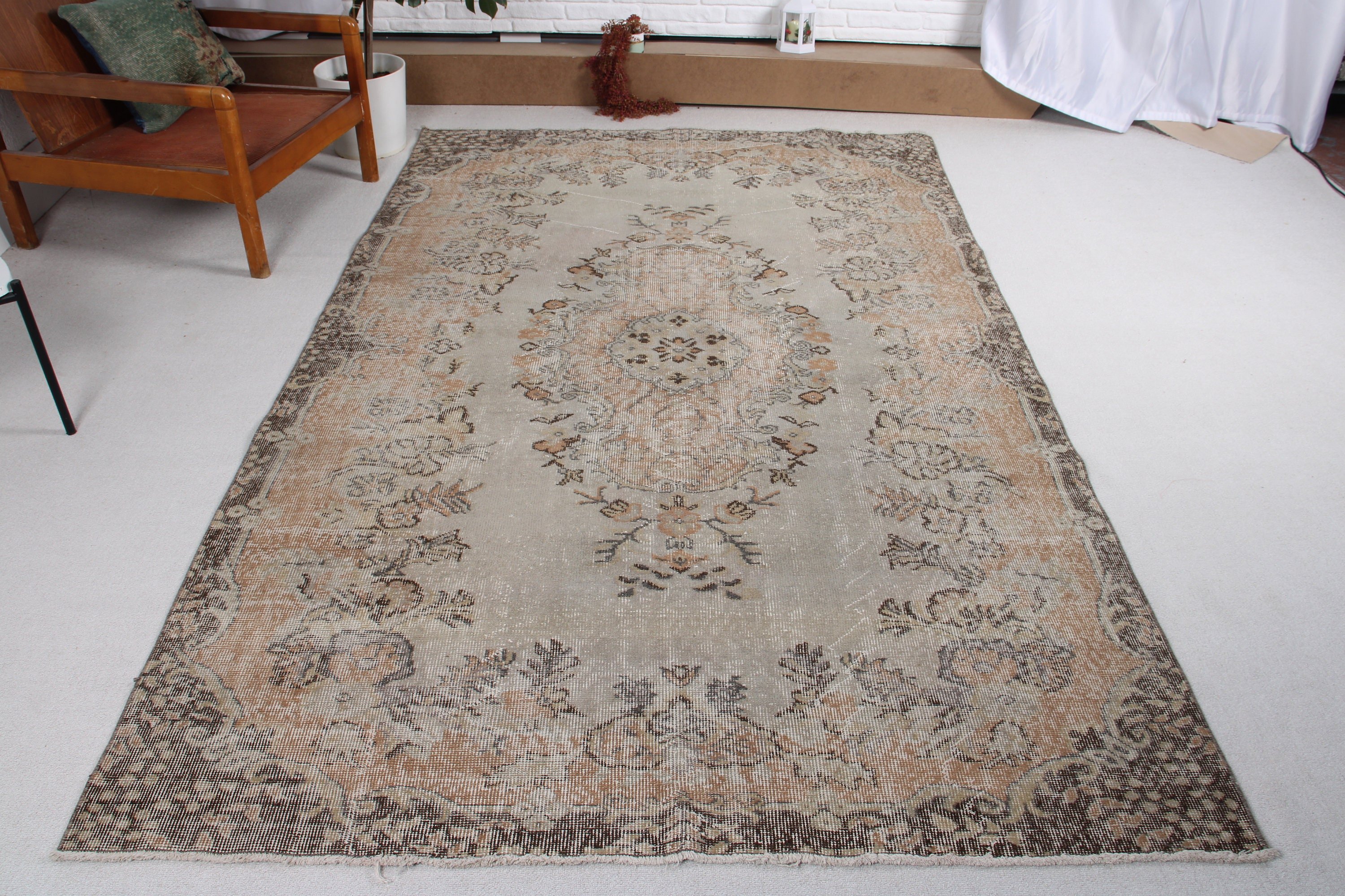 Büyük Oushak Halıları, Yatak Odası Halısı, Gri Soğuk Halılar, Vintage Halılar, Anadolu Halıları, Yemek Odası Halıları, Türk Halısı, 5,5x8,8 ft Büyük Halı