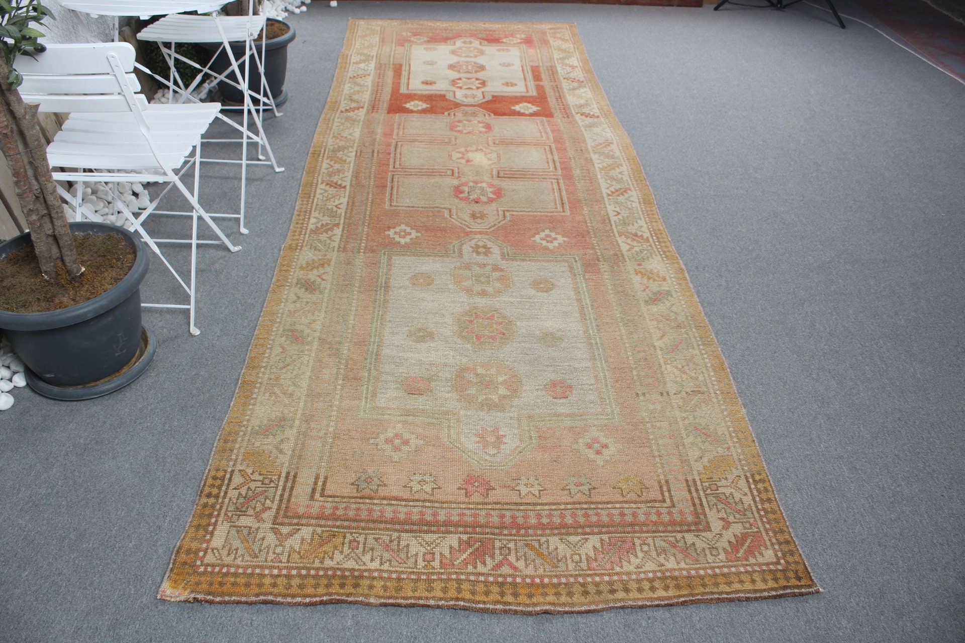 Koridor Halıları, Soğuk Halı, Türk Halısı, 4,1x12,9 ft Koşucu Halısı, Koridor Halıları, Kırmızı Anadolu Halısı, Vintage Halılar, Boho Halısı