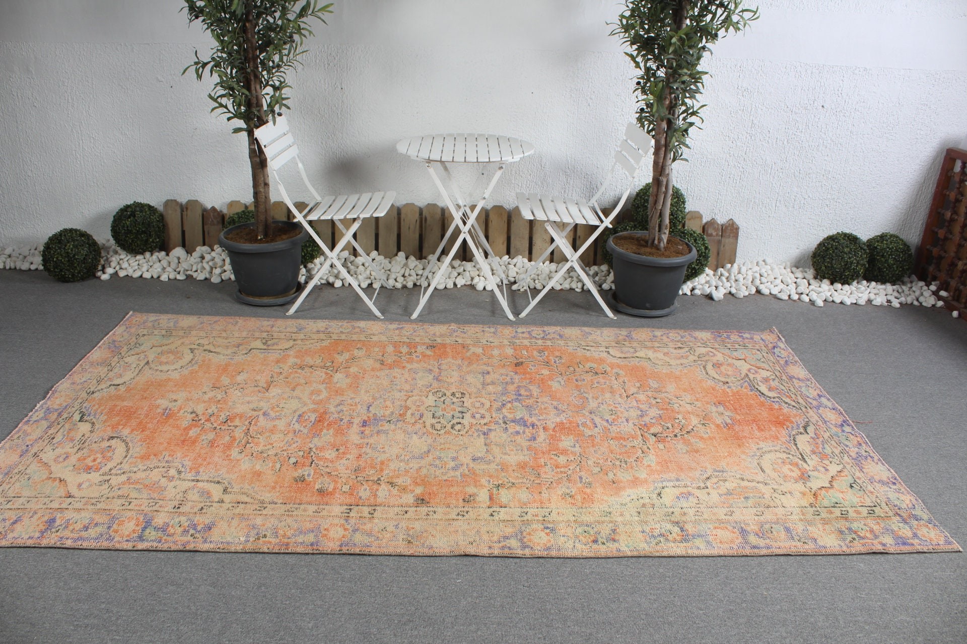 Orange Wool Rug, Oriental Rug, Living Room Rug, Rugs for Salon, Turkish Rugs, Salon Rug, Vintage Rugs, Moroccan Rugs, 5.1x9.4 ft Large Rug