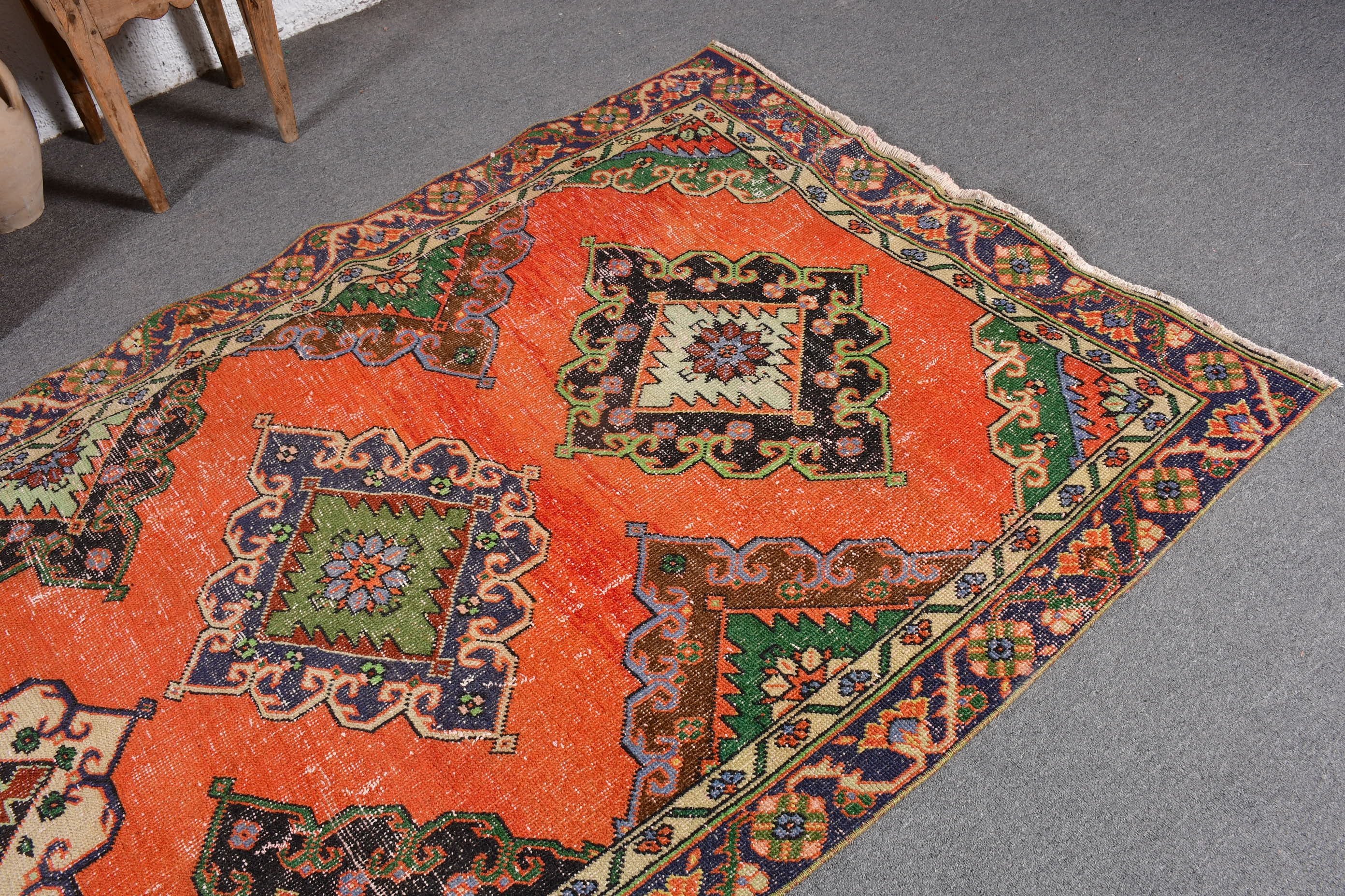 Turuncu Fas Halısı, Beni Ourain Runner Halıları, 4.3x12.1 ft Runner Halıları, Yer Halıları, Ev Dekor Halıları, Vintage Halılar, Koridor Halısı, Türk Halısı