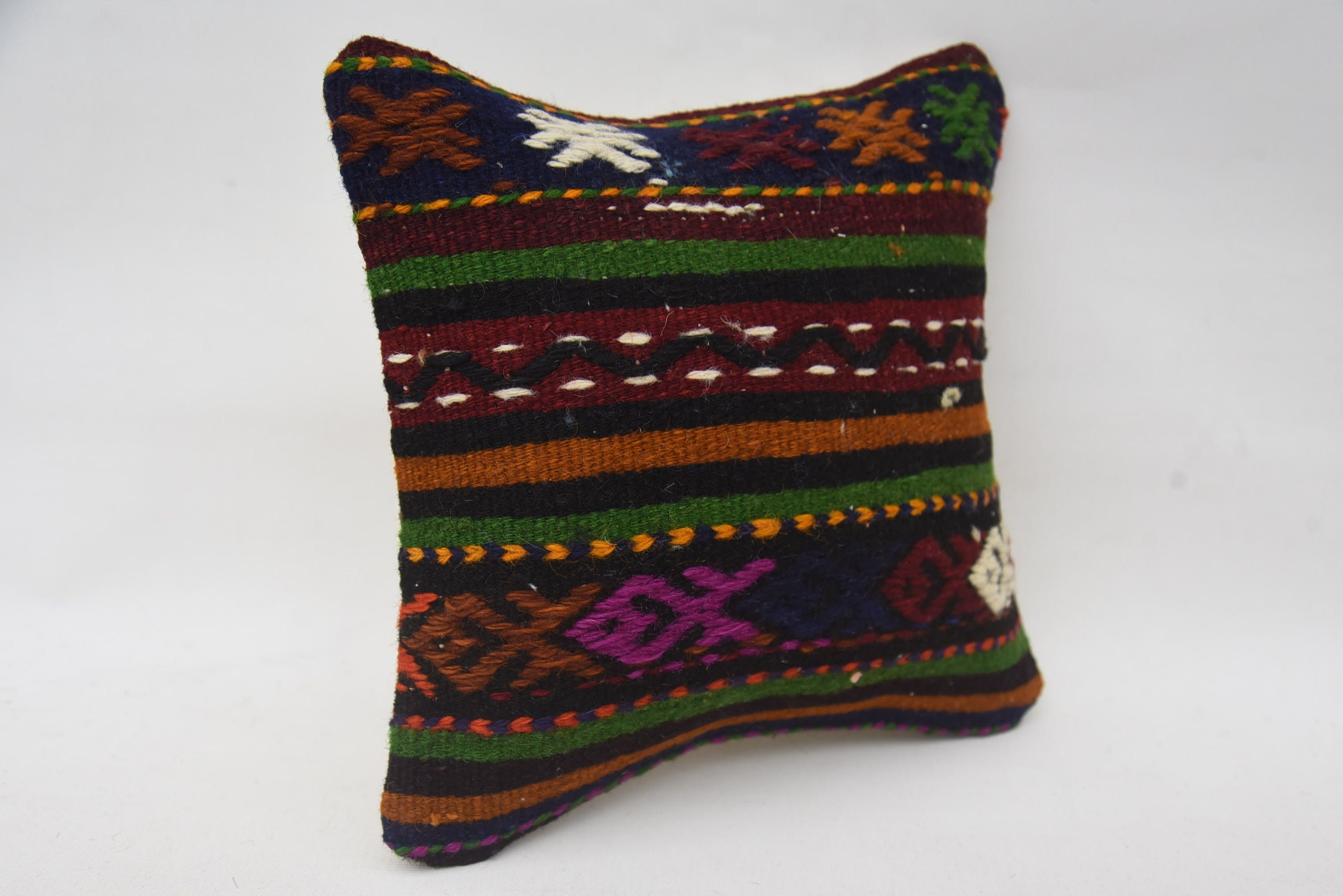 Hediye Yastık, Osmanlı Yastık, İç Mekan Yastık Kılıfı, 12"x12" Yeşil Yastık Kılıfı, Vintage Kilim Yastık, El Yapımı Kilim Yastık