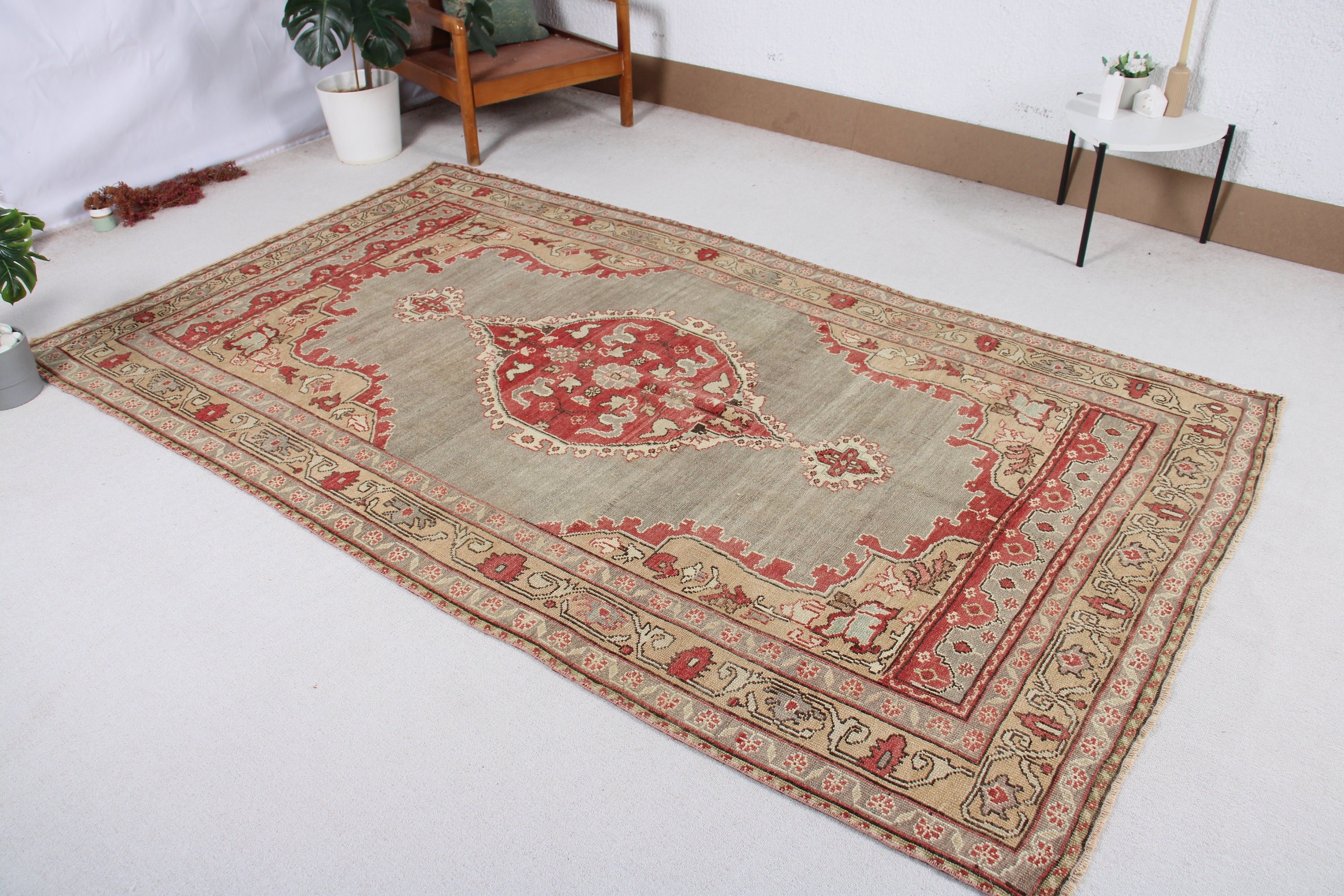 Büyük Vintage Halılar, Büyük Oushak Halı, Gri Fas Halıları, Modern Halı, Vintage Halı, 5.1x8.9 ft Büyük Halı, Türk Halısı, El Dokuma Halılar