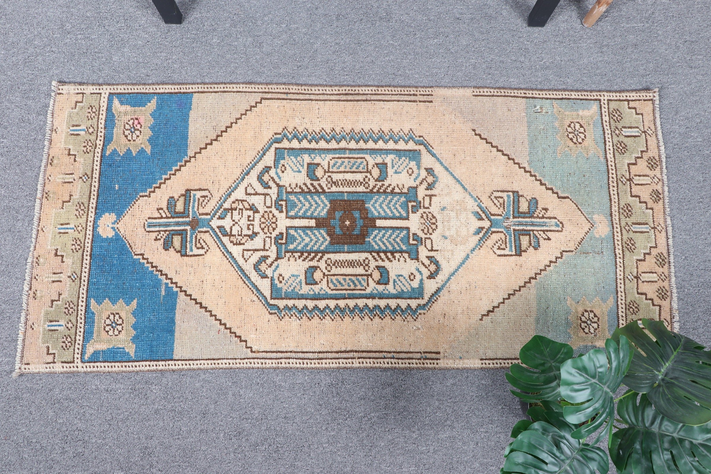 Turkish Rug, Orange Moroccan Rug, Car Mat Rugs, 1.7x3.6 ft Small Rugs, Cool Rug, Vintage Rugs, Kitchen Rug, Rugs for Kitchen