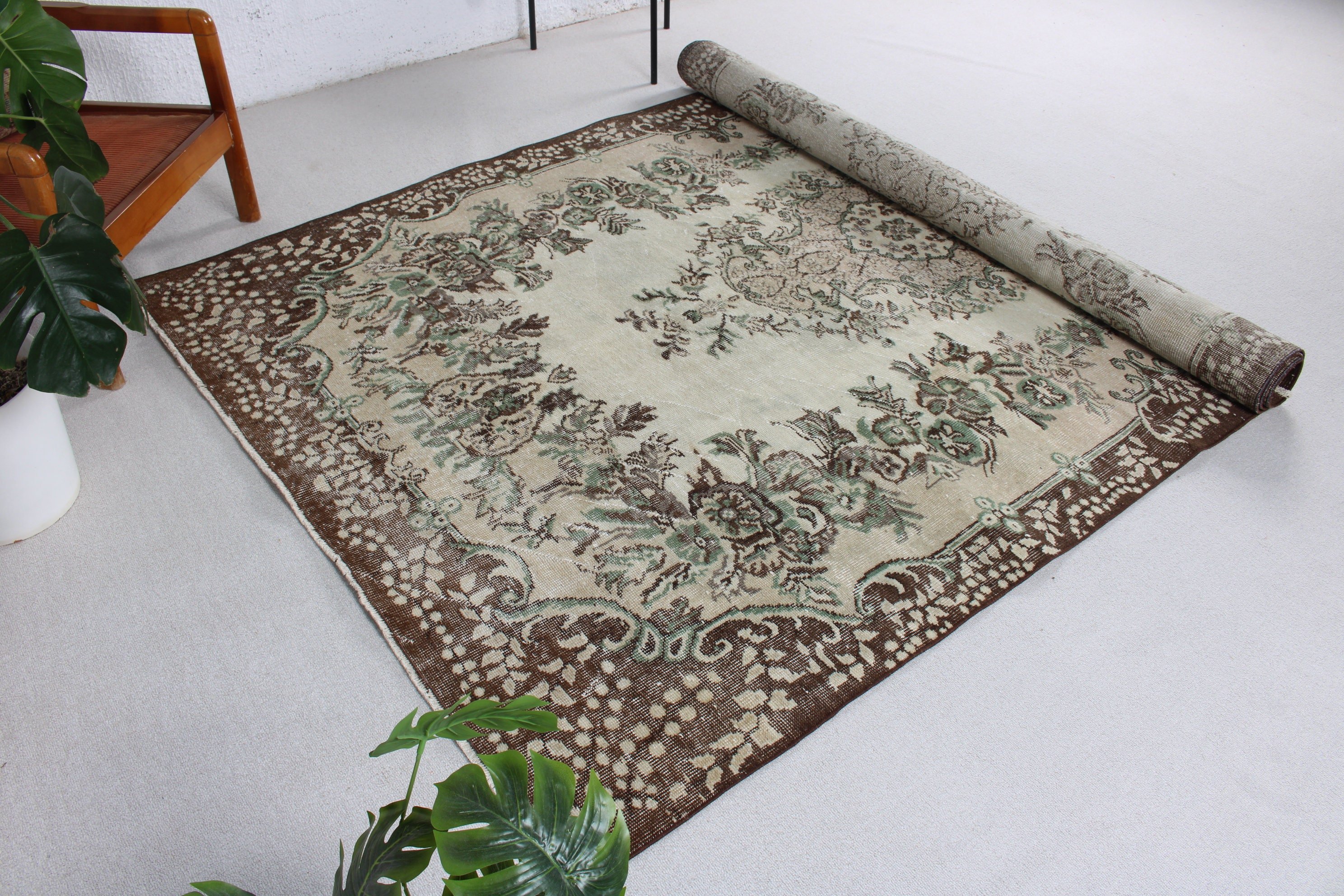 Vintage Halılar, Gri Mutfak Halıları, Açıklama Halısı, Oturma Odası Halısı, Yemek Odası Halıları, Oryantal Halı, 5.9x9.2 ft Büyük Halı, Türk Halısı