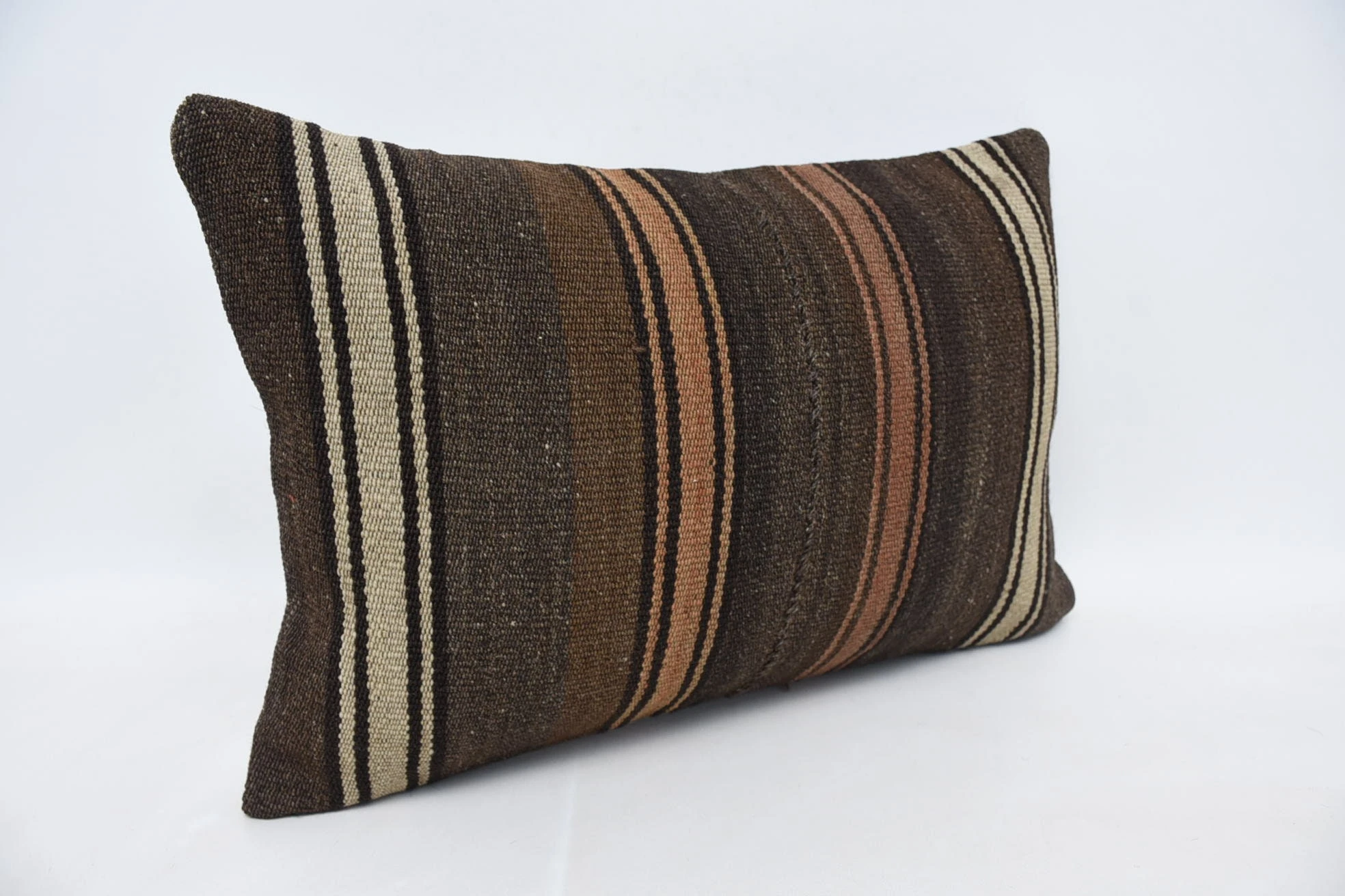 Handmade Kilim Cushion, Kilim Pillow, 16"x24" Brown Cushion, Bright Pillow Case, Boho Pillow, Couch Cushion, Aztec Pillow Sham