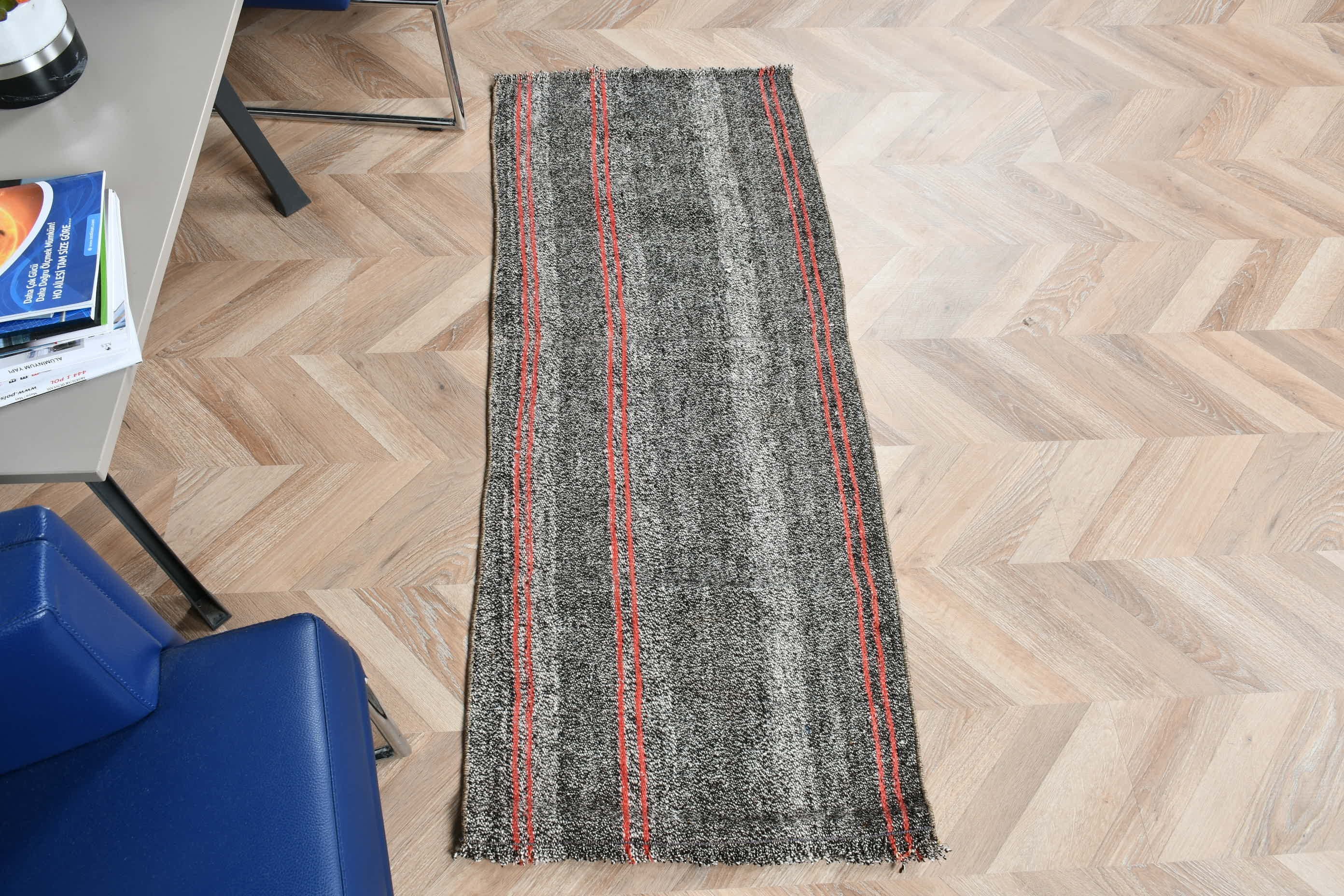 Türk Halısı, Kilim, Siyah Oryantal Halı, Oushak Halısı, Ev Dekorasyonu Halısı, Vintage Halılar, Duvara Asılı Halılar, Banyo Halıları, 1.8x4.4 ft Küçük Halı