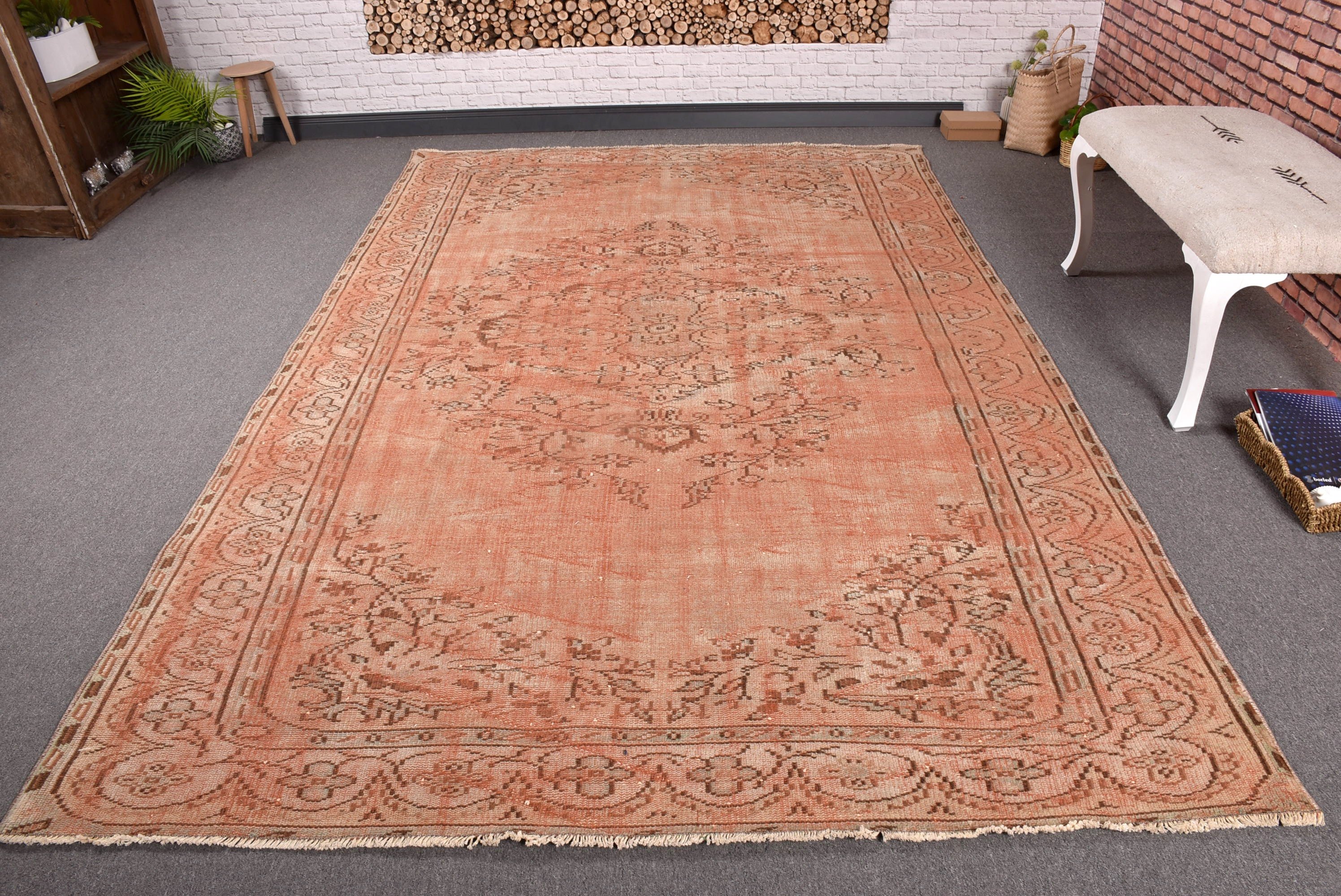 Pembe Modern Halılar, Yatak Odası Halısı, Türk Halısı, Vintage Halı, Yer Halısı, Büyük Boho Halıları, 6.3x9.7 ft Büyük Halı, Büyük Vintage Halı