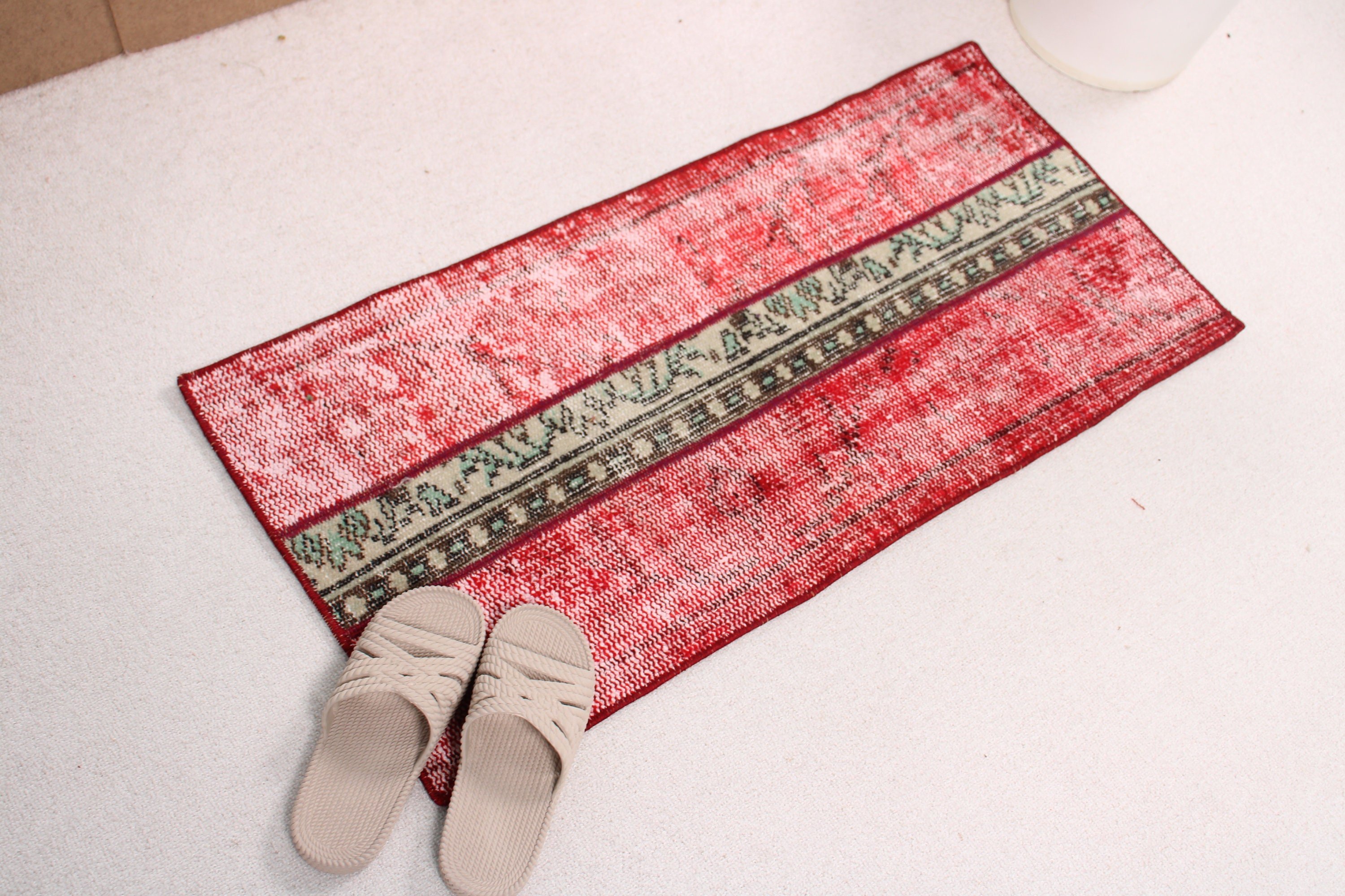 Bath Rugs, 1.5x3.2 ft Small Rugs, Kitchen Rugs, Vintage Rugs, Turkish Rugs, Moroccan Rugs, Red Wool Rug, Boho Rug, Rugs for Small Area