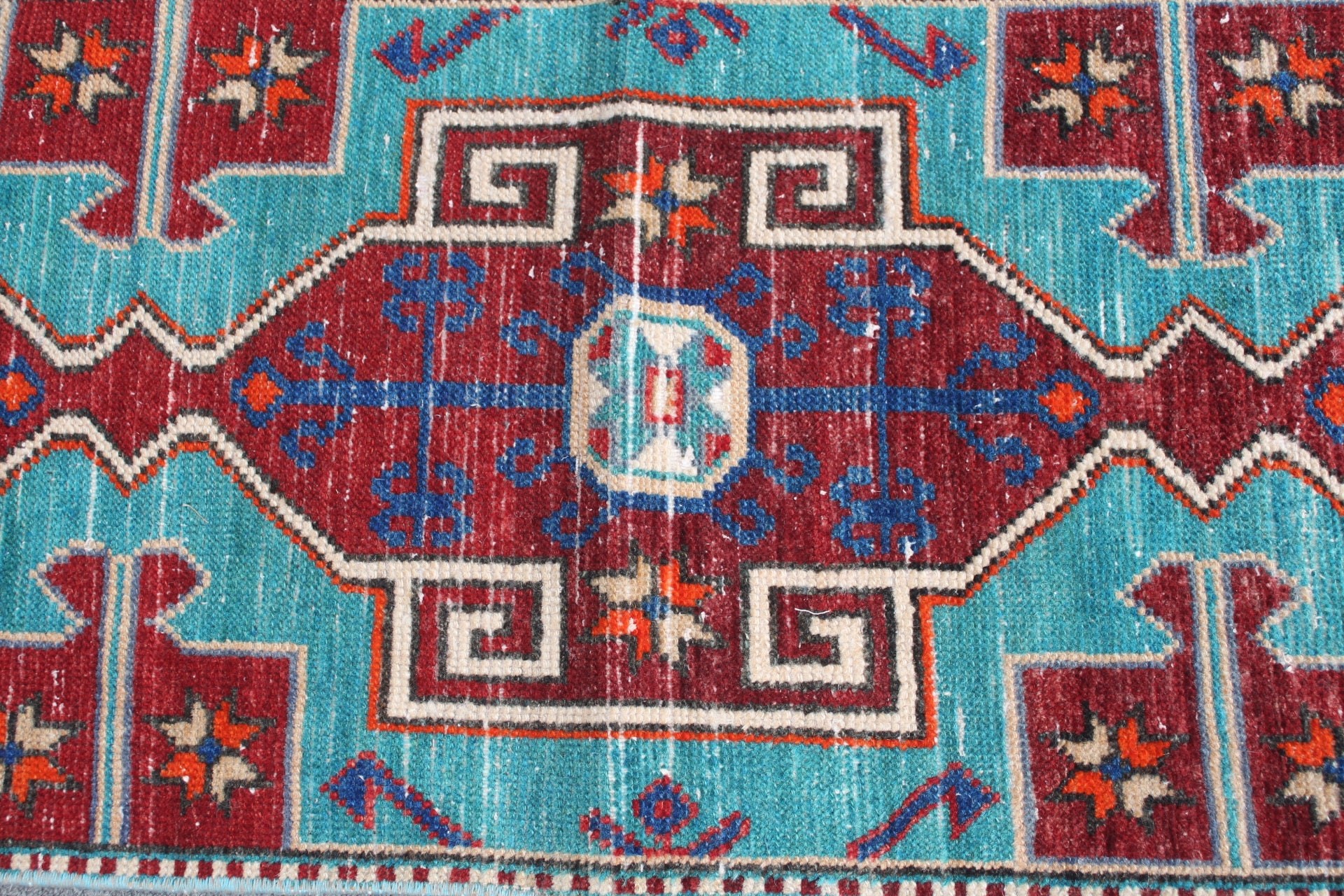 Mavi Mutfak Halısı, Aztek Halıları, Vintage Halı, Fas Halıları, Türk Halısı, Koridor Halısı, 1.4x5.6 ft Runner Halısı, Koridor Halıları