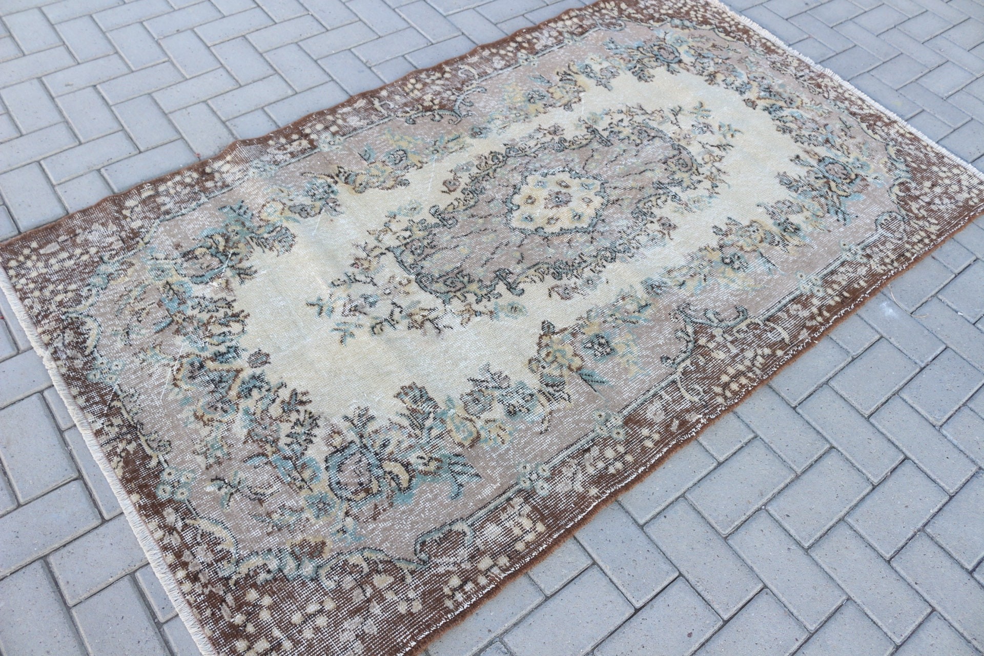 Oriental Rug, Turkish Rug, Vintage Rug, 3.8x6.7 ft Area Rugs, Rugs for Bedroom, Kitchen Rug, Ethnic Rug, Home Decor Rug, Brown Bedroom Rug