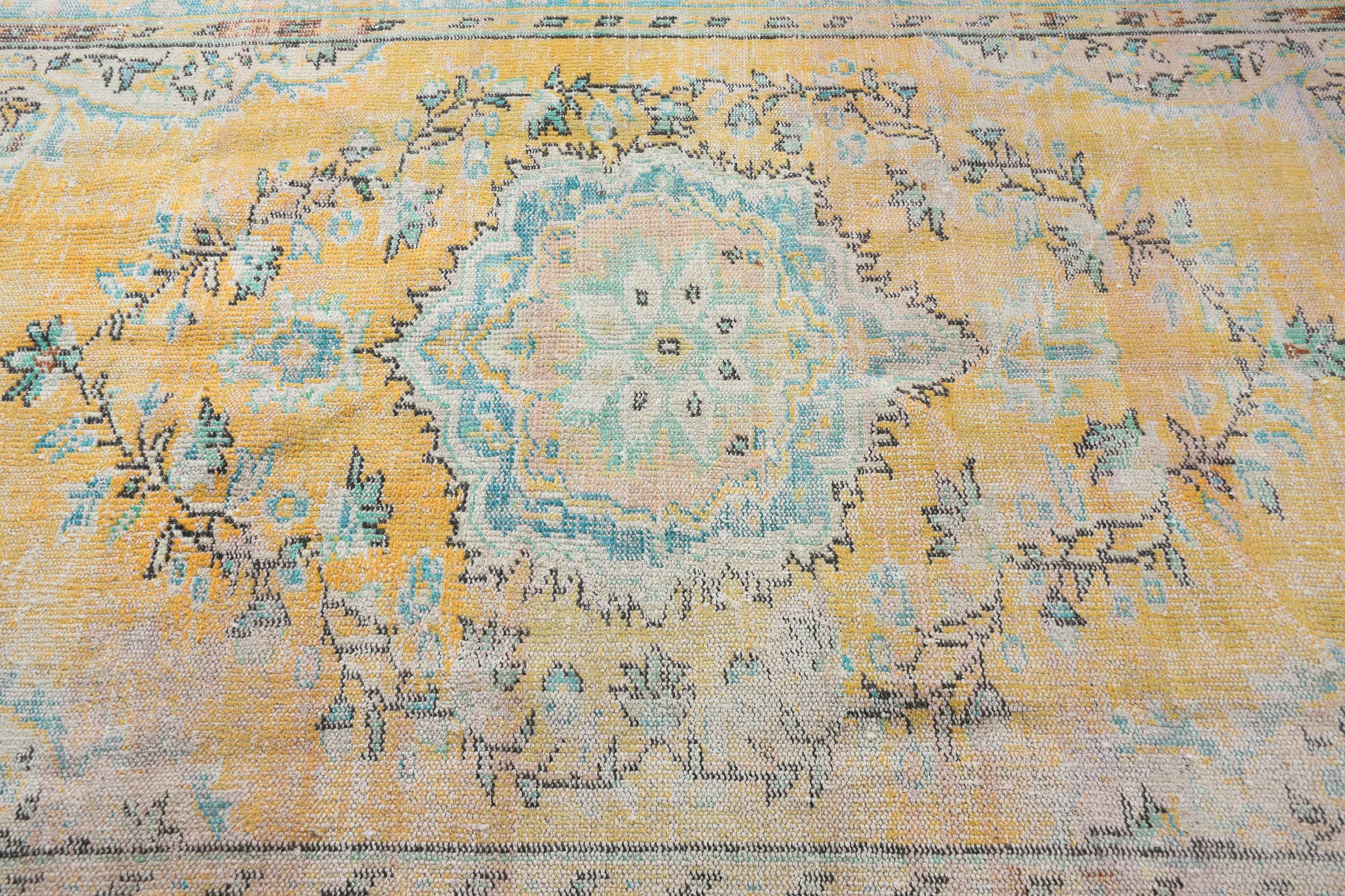 Bedroom Rug, Oushak Rugs, Vintage Rug, Dining Room Rug, Decorative Rugs, Turkish Rug, Yellow Oriental Rugs, 5.6x9.3 ft Large Rug, Wool Rugs