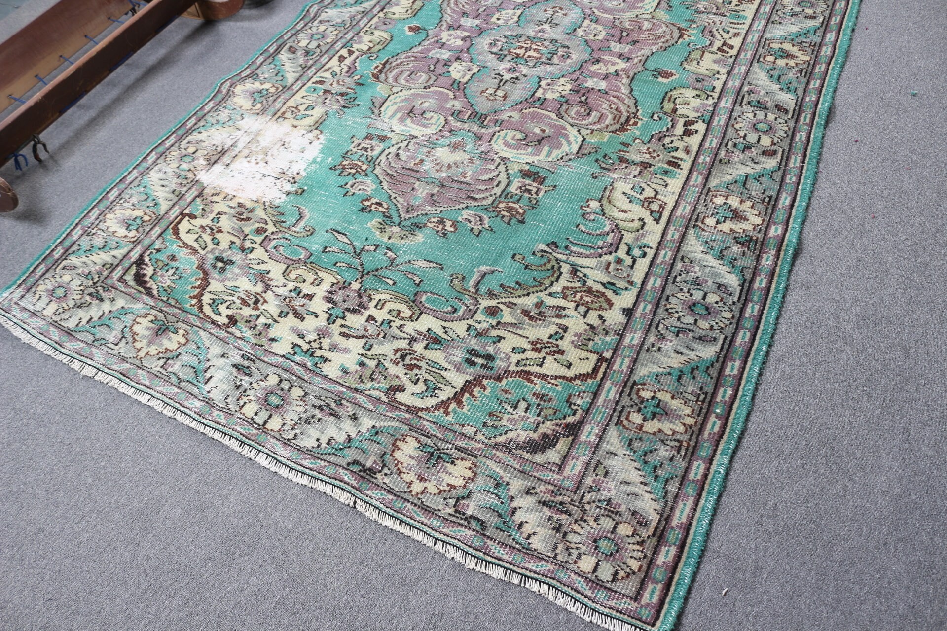 Floor Rug, Vintage Rug, Salon Rug, Rugs for Bedroom, 5.2x8.5 ft Large Rug, Antique Rug, Turkish Rug, Green Oriental Rug, Bedroom Rugs